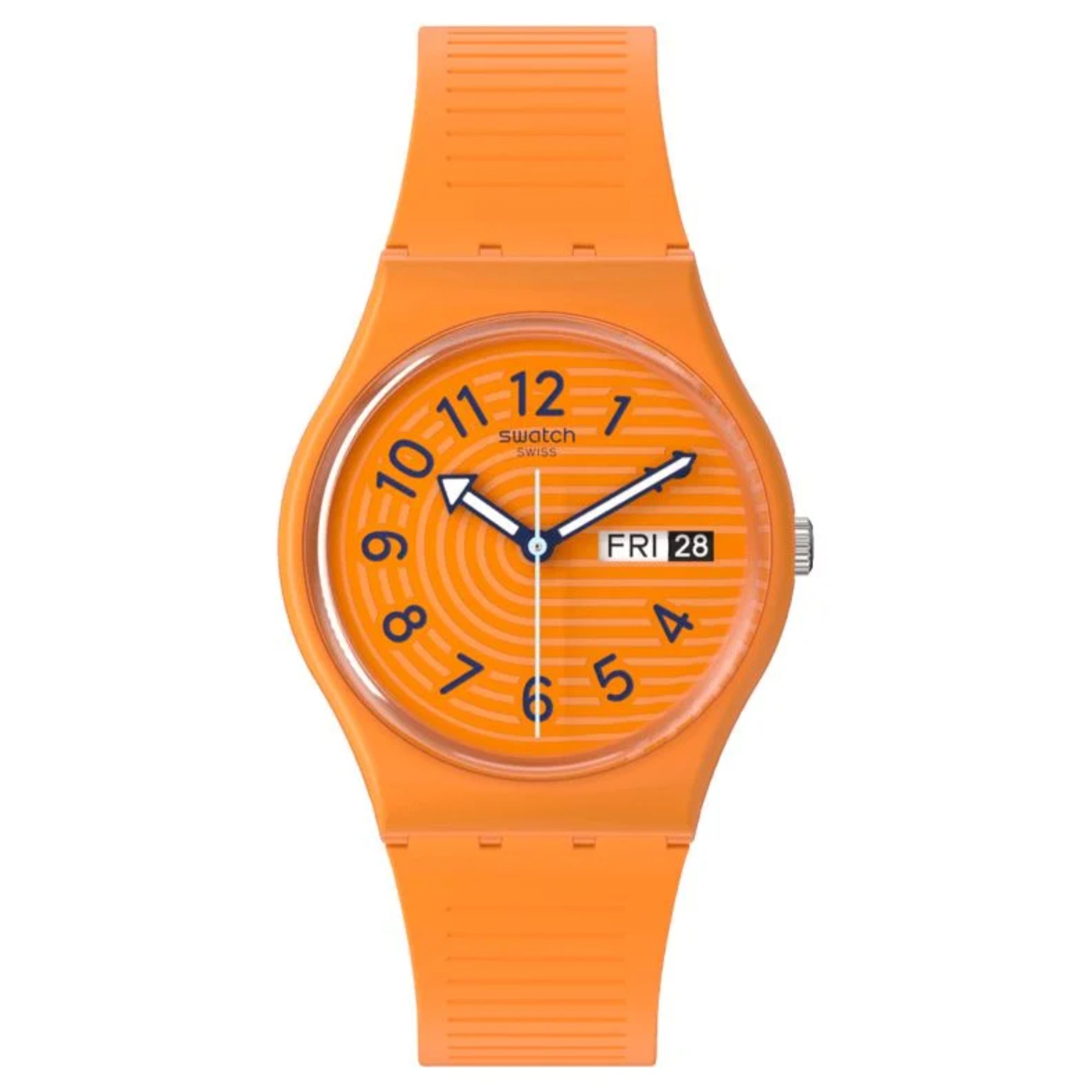 Swatch Trendy Lines In Siena Oranges Zifferblatt Silikonarmband Uhr SO28O703