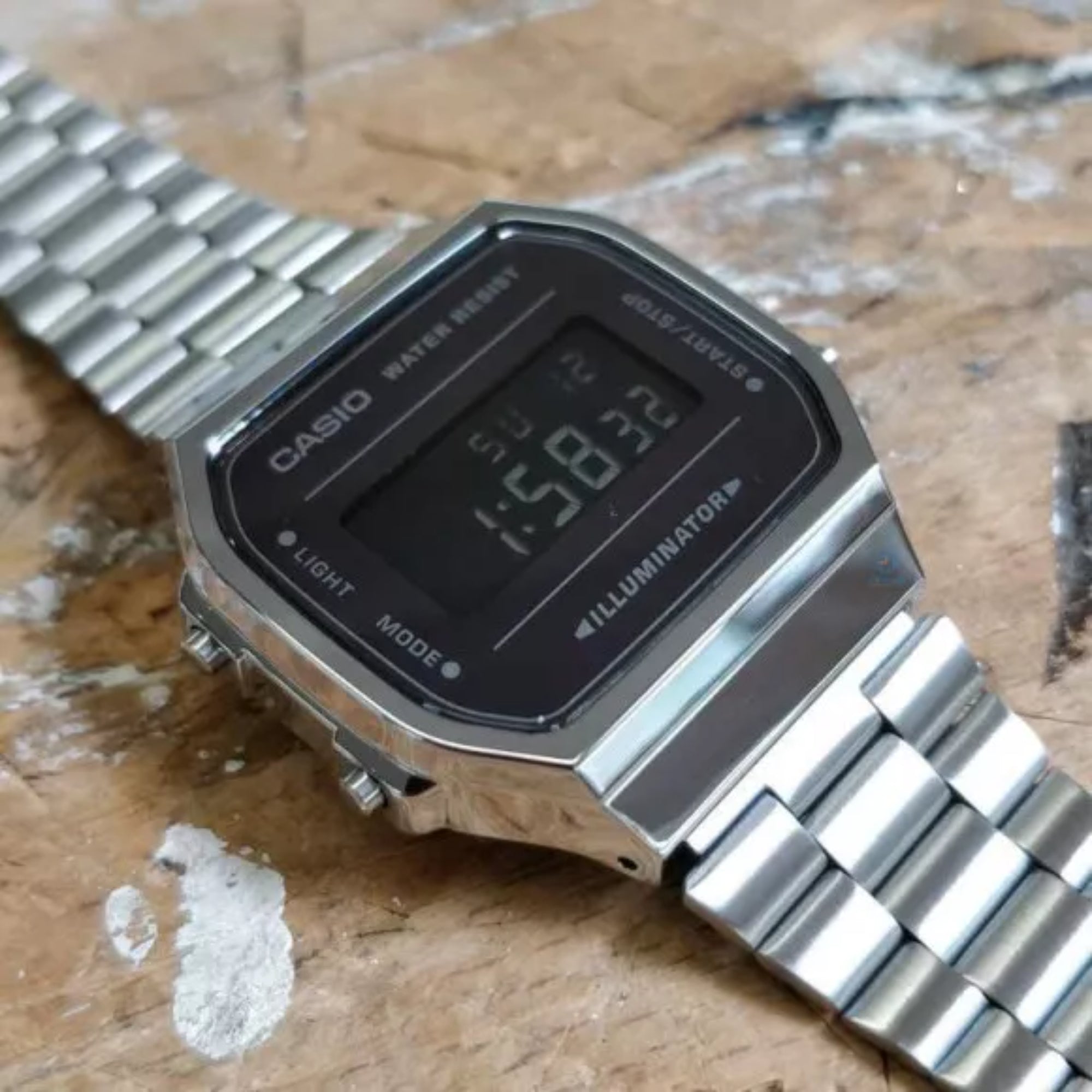 Casio Vintage Retro Illuminator Digital Steel Watch A168WEM-1EF
