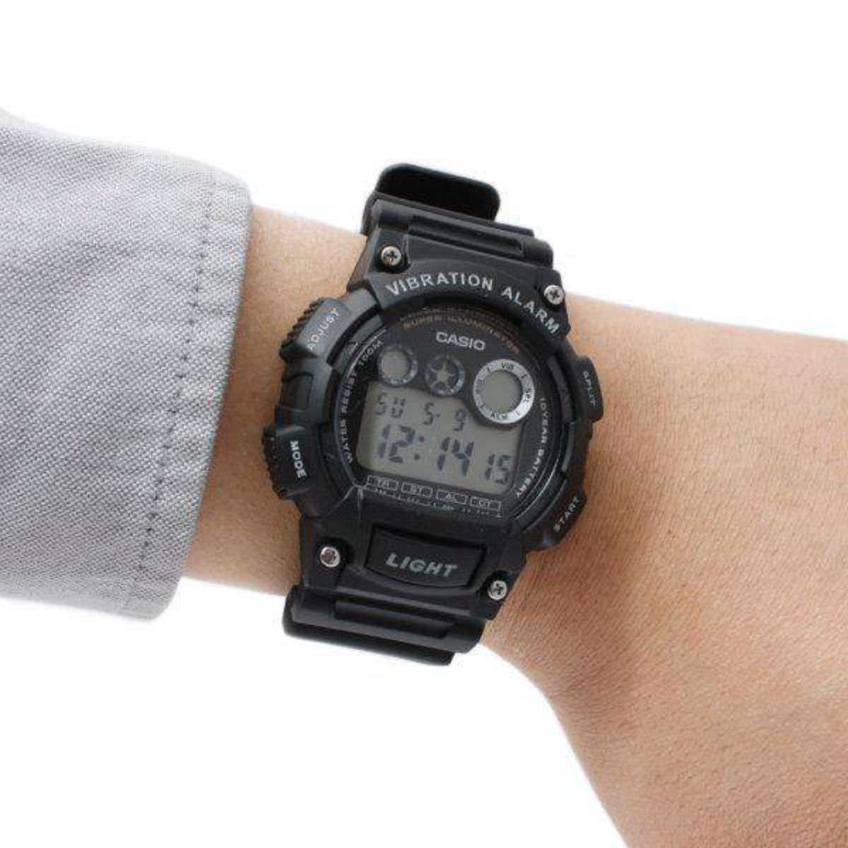 Casio Collection Quarz Digital Schwarzes Harzarmband Uhr W-735H-1AVEF