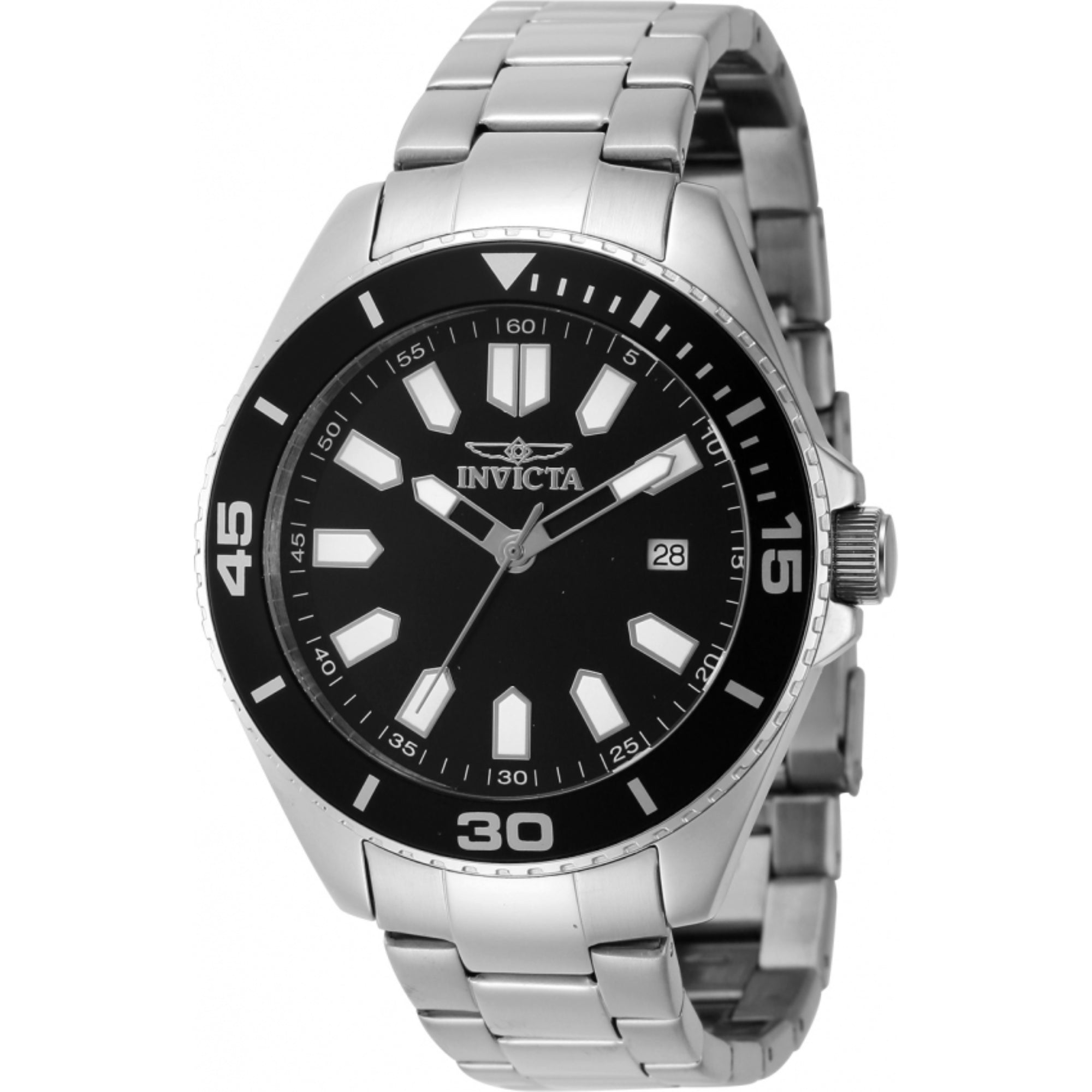 Invicta 46316 Pro Diver Quartz Black Dial Steel Strap Men's Watch