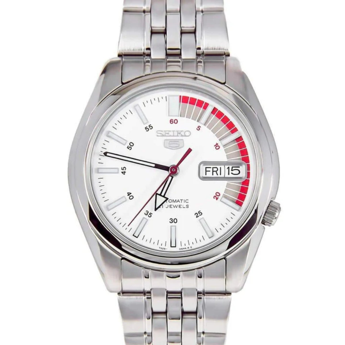 Seiko 5 Automatic White Dial Steel Strap Men’s Watch SNK369K1