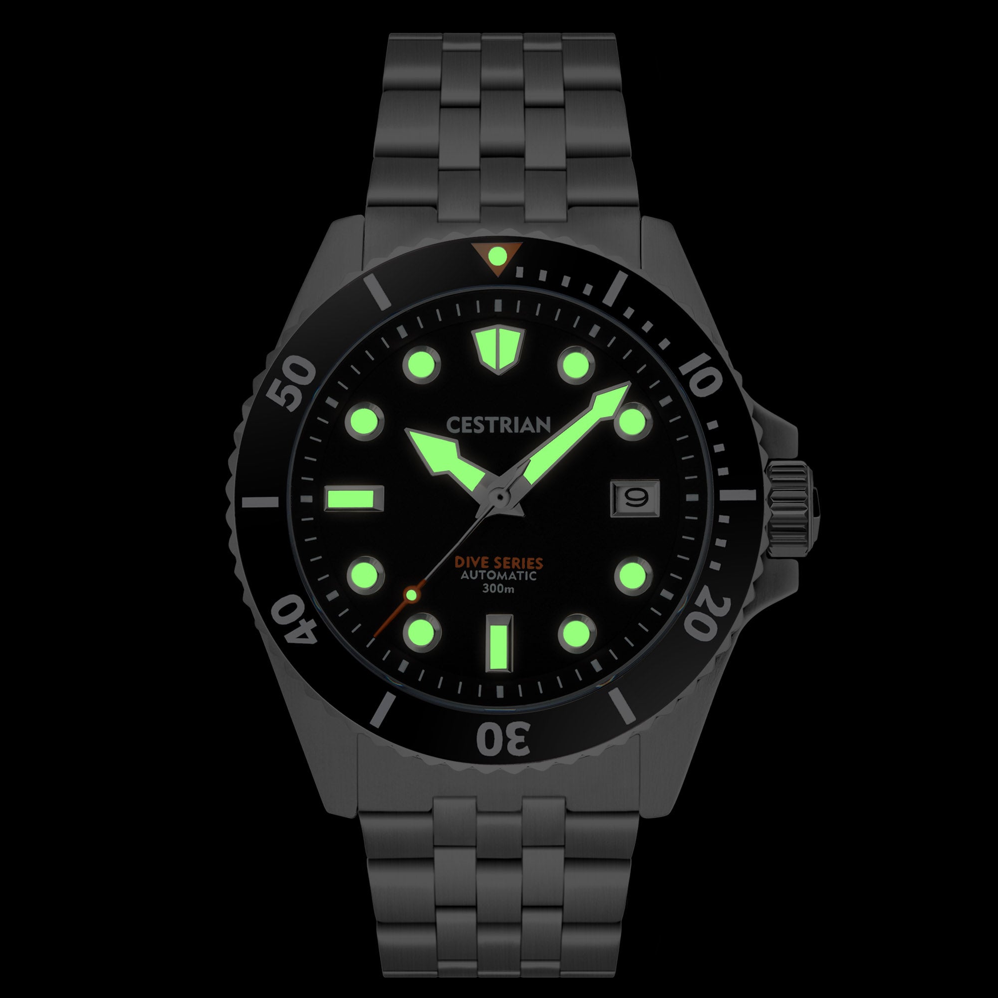 Cestrian Dive Series V2 Schwarz Zifferblatt Schwarze Keramik Lünette Edelstahlarmband Automatik Herren Uhr CD111B0771