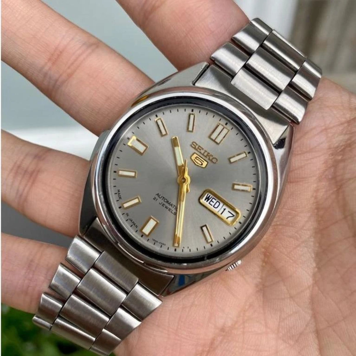 Seiko 5 Automatic Grey Dial Steel Strap Men's Watch SNXS75K1