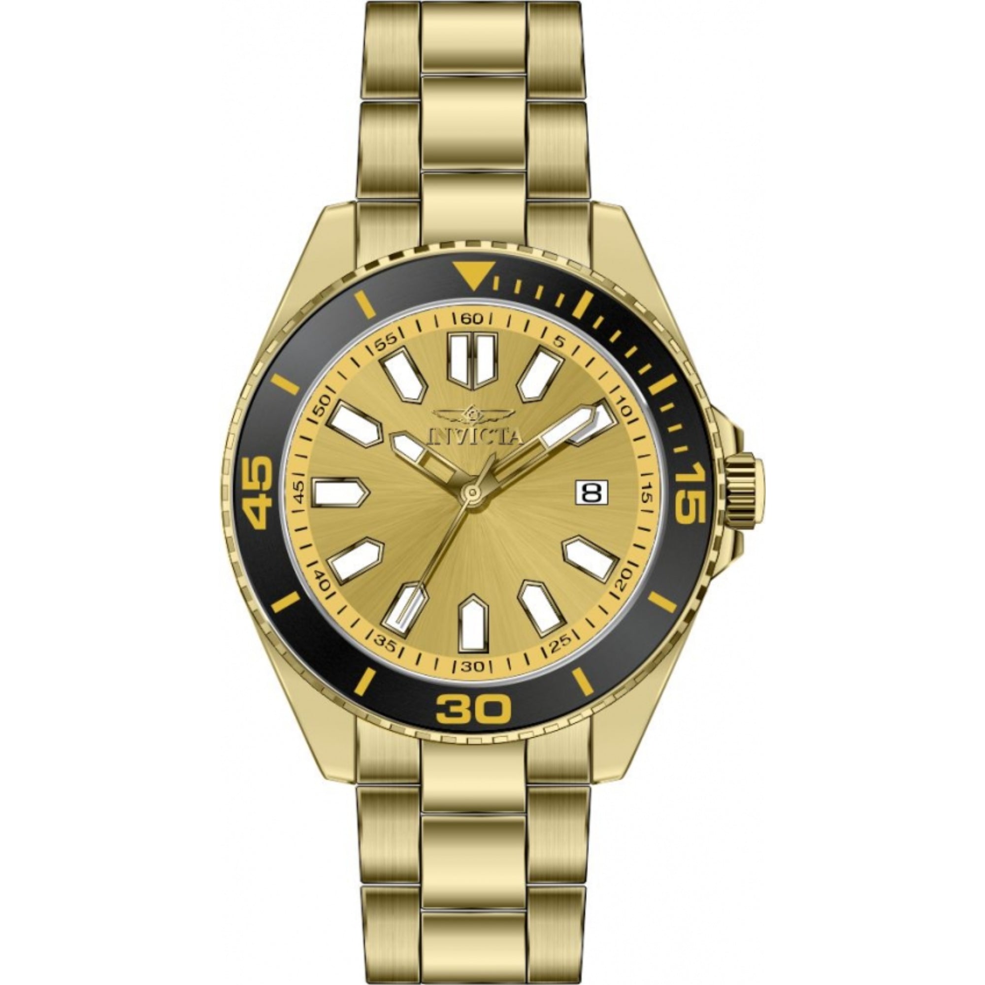 Invicta 46317 Pro Diver Quartz Gold Dial Steel Strap Men's Watch