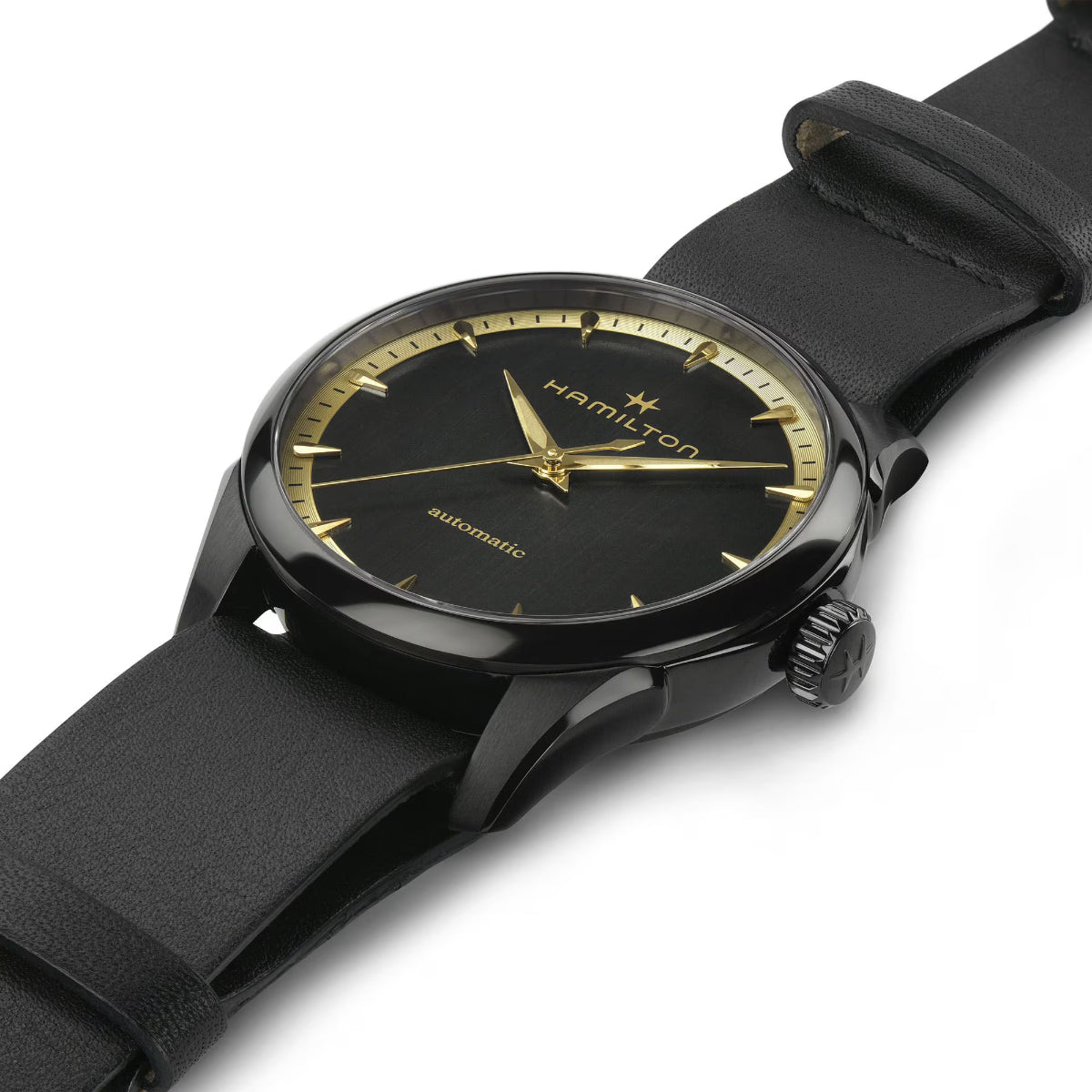 Hamilton Jazzmaster 36mm Sonderausgabe Schwarzes Zifferblatt Leder Damen Automatik Uhr H32255730