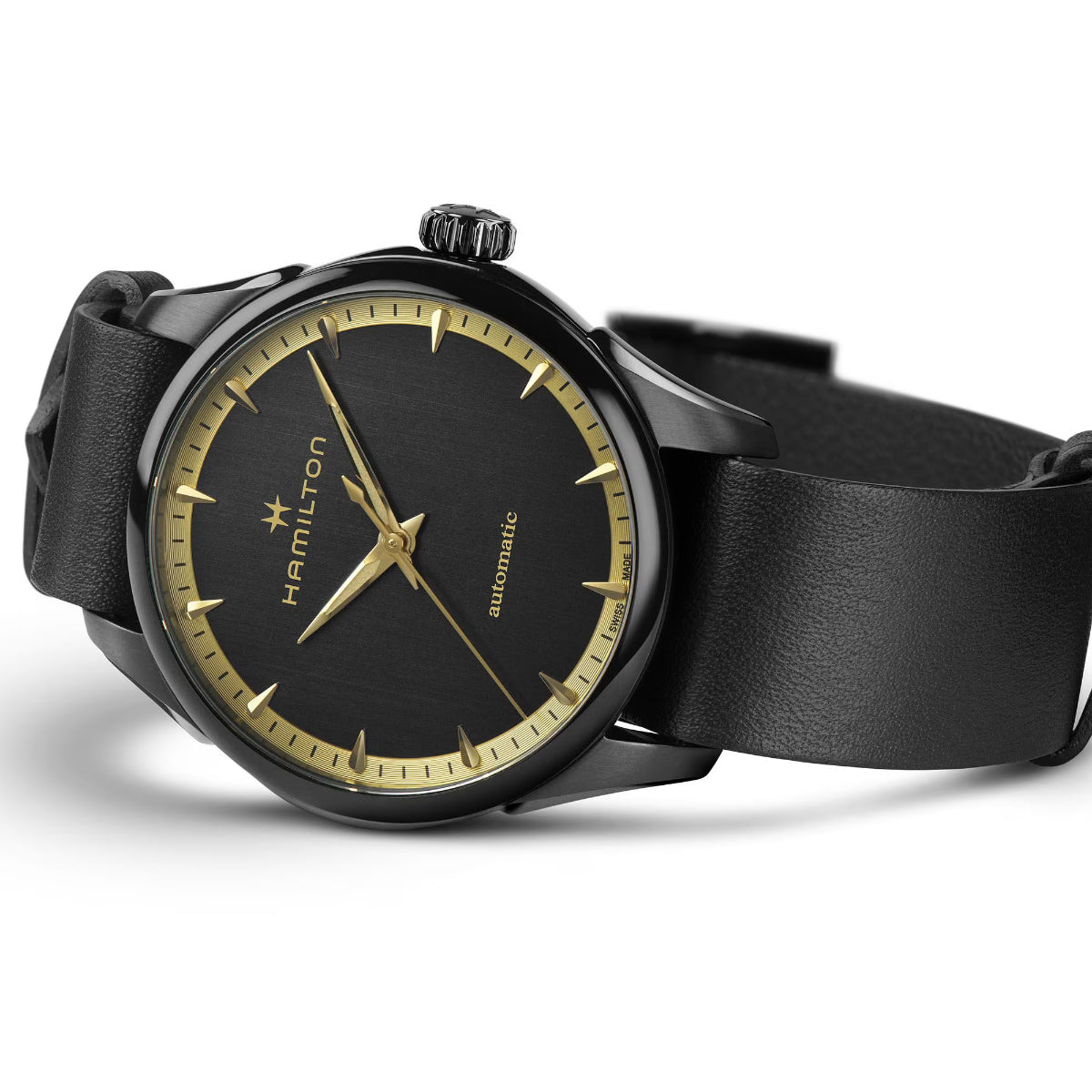Hamilton Jazzmaster 36mm Sonderausgabe Schwarzes Zifferblatt Leder Damen Automatik Uhr H32255730