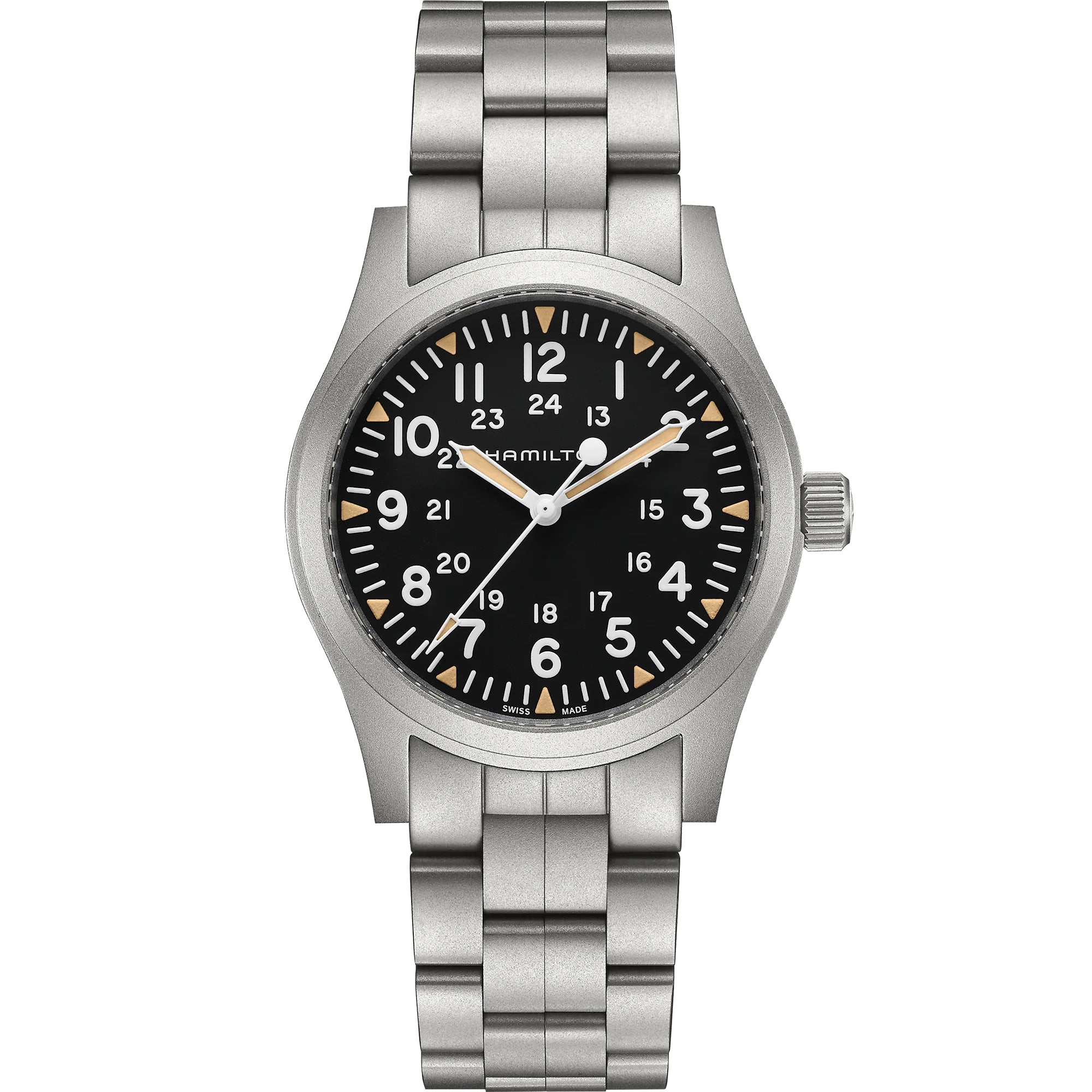 Hamilton Khaki Field 42mm Black Dial Steel Mens Mechanical Watch H69529133