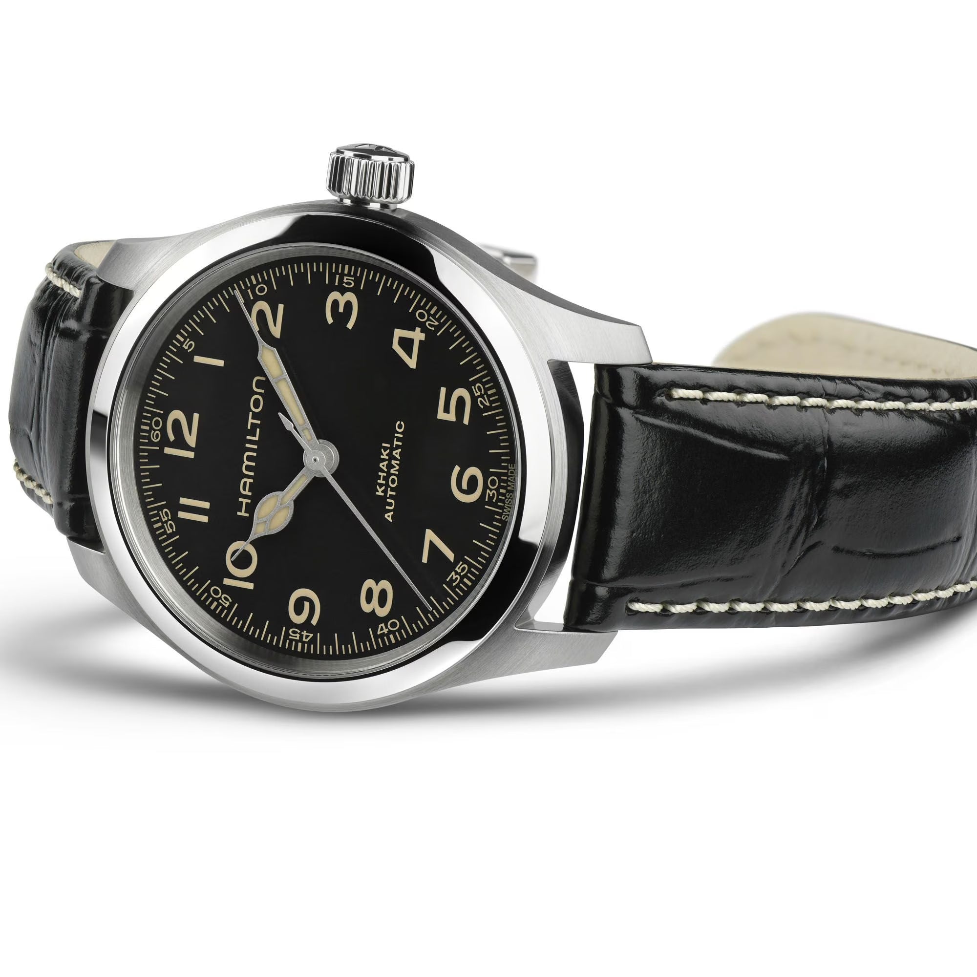 Hamilton Khaki Field 38mm Murph Black Dial Leather Mens Autoimatic Watch H70405730