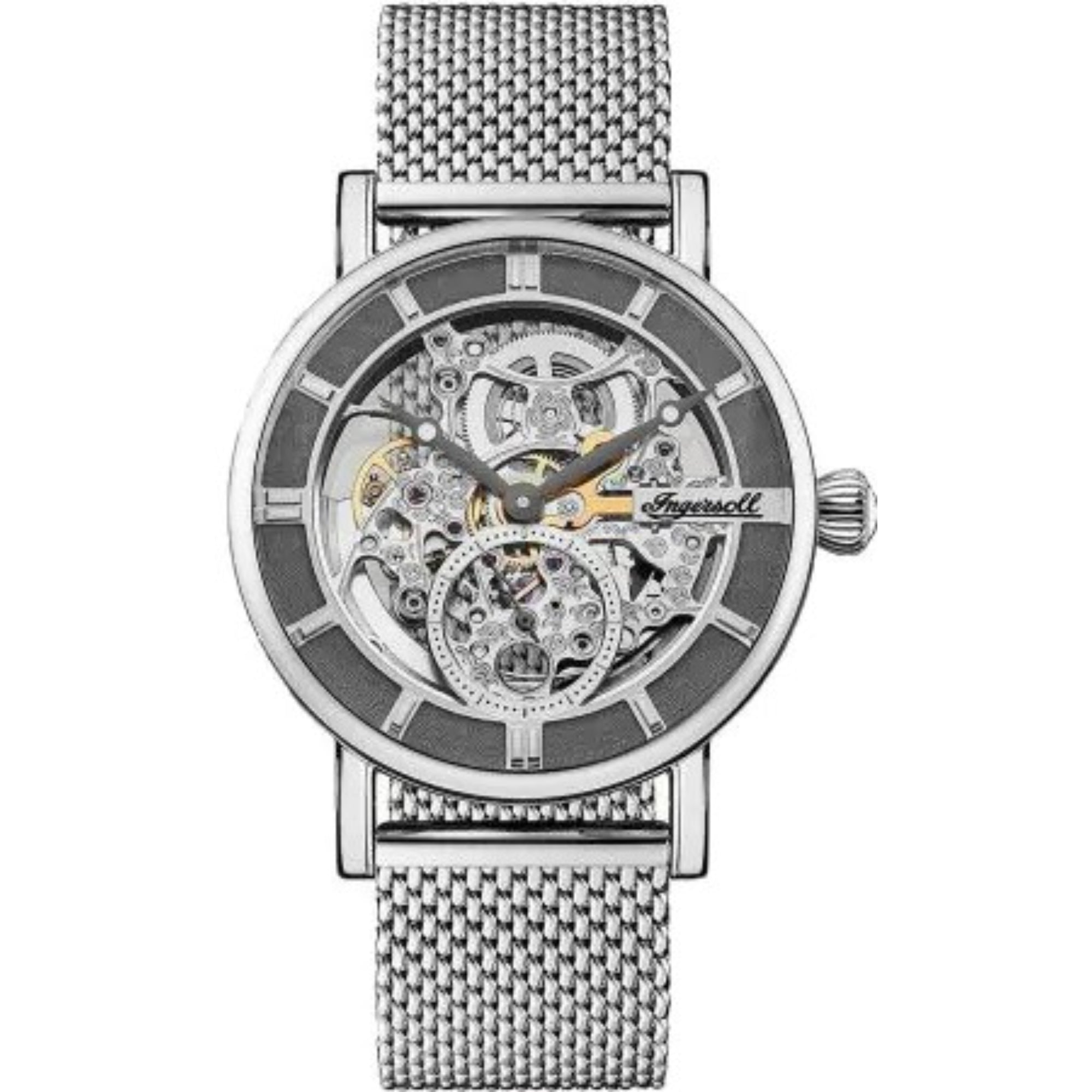 Ingersoll The Herald Automatik Graues Zifferblatt Mailänder Armband Herren Uhr I00405B