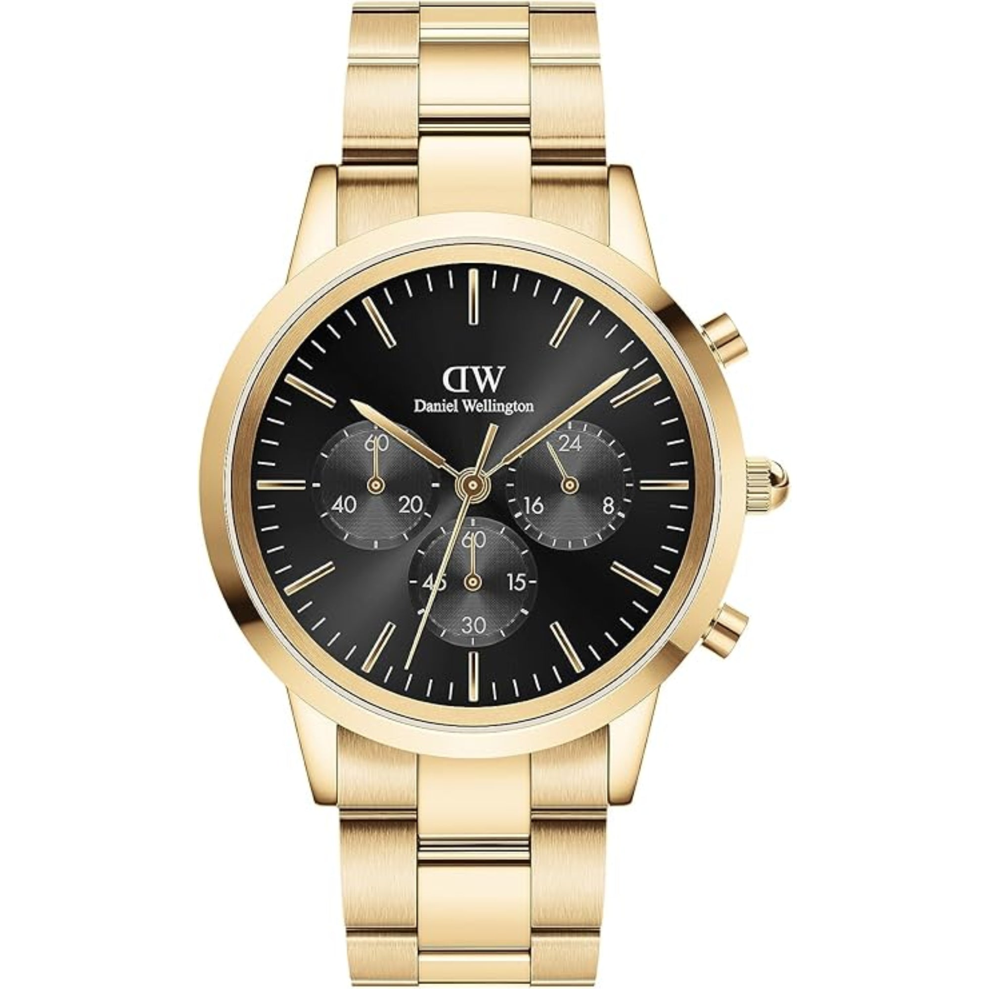 Daniel Wellington Iconic 42mm Chronograph Black Dial Steel Mens Quartz Watch DW00100641