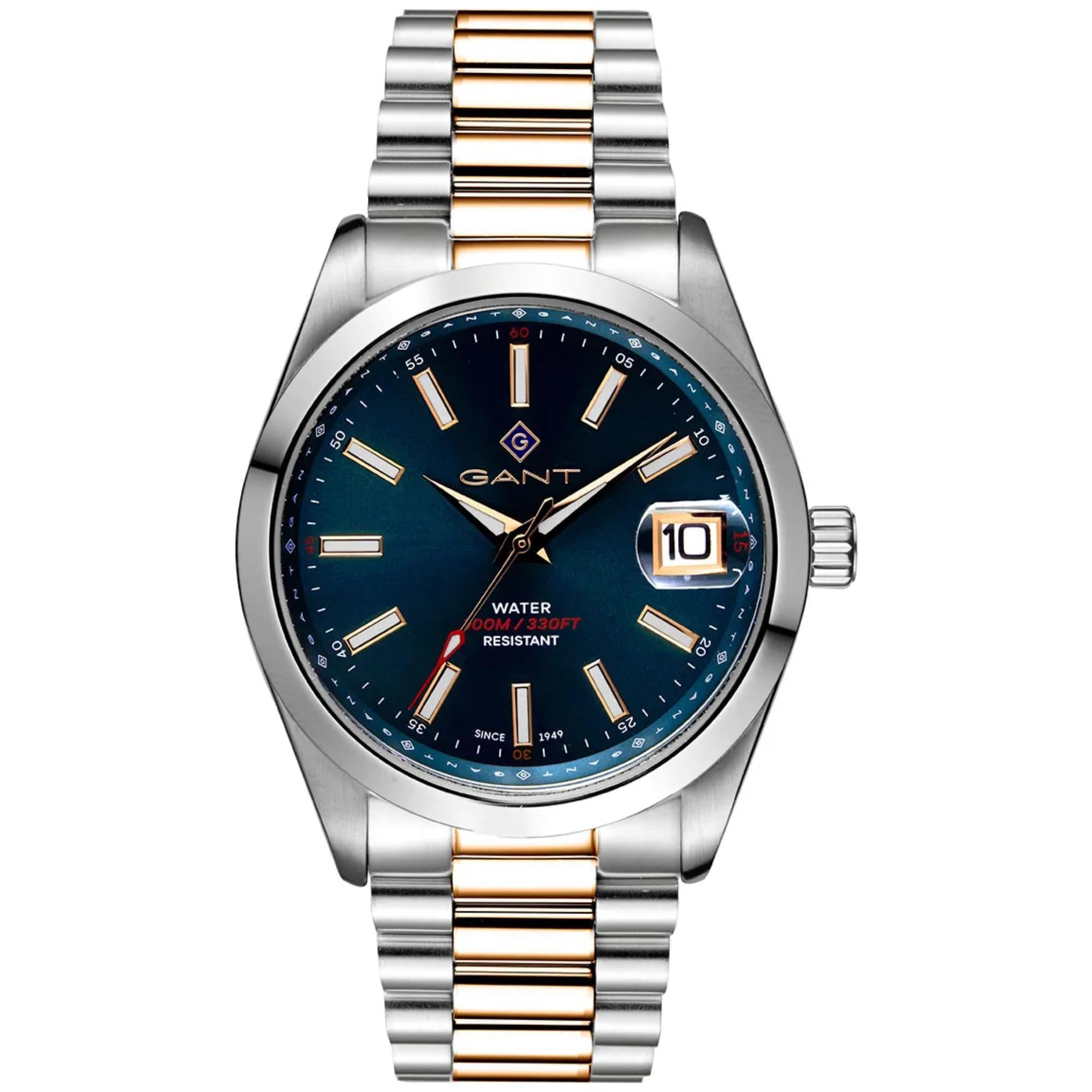 Gant Sussex Eastham Quarz Uhr mit blauem Zifferblatt und zweifarbigem Edelstahlarmband für Herren G161009