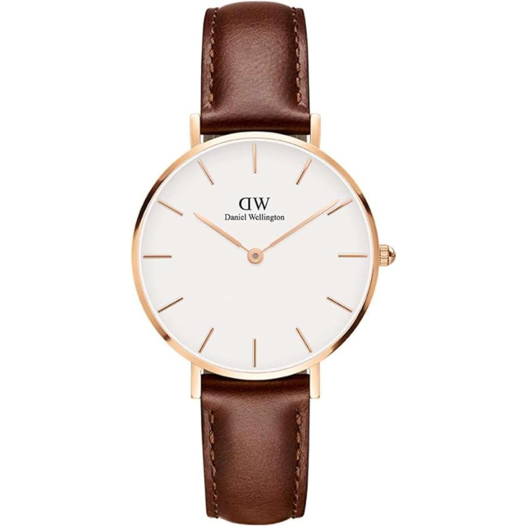 Daniel Wellington Petite 28mm Weißes Zifferblatt Leder Damen Quarz Uhr DW00100231