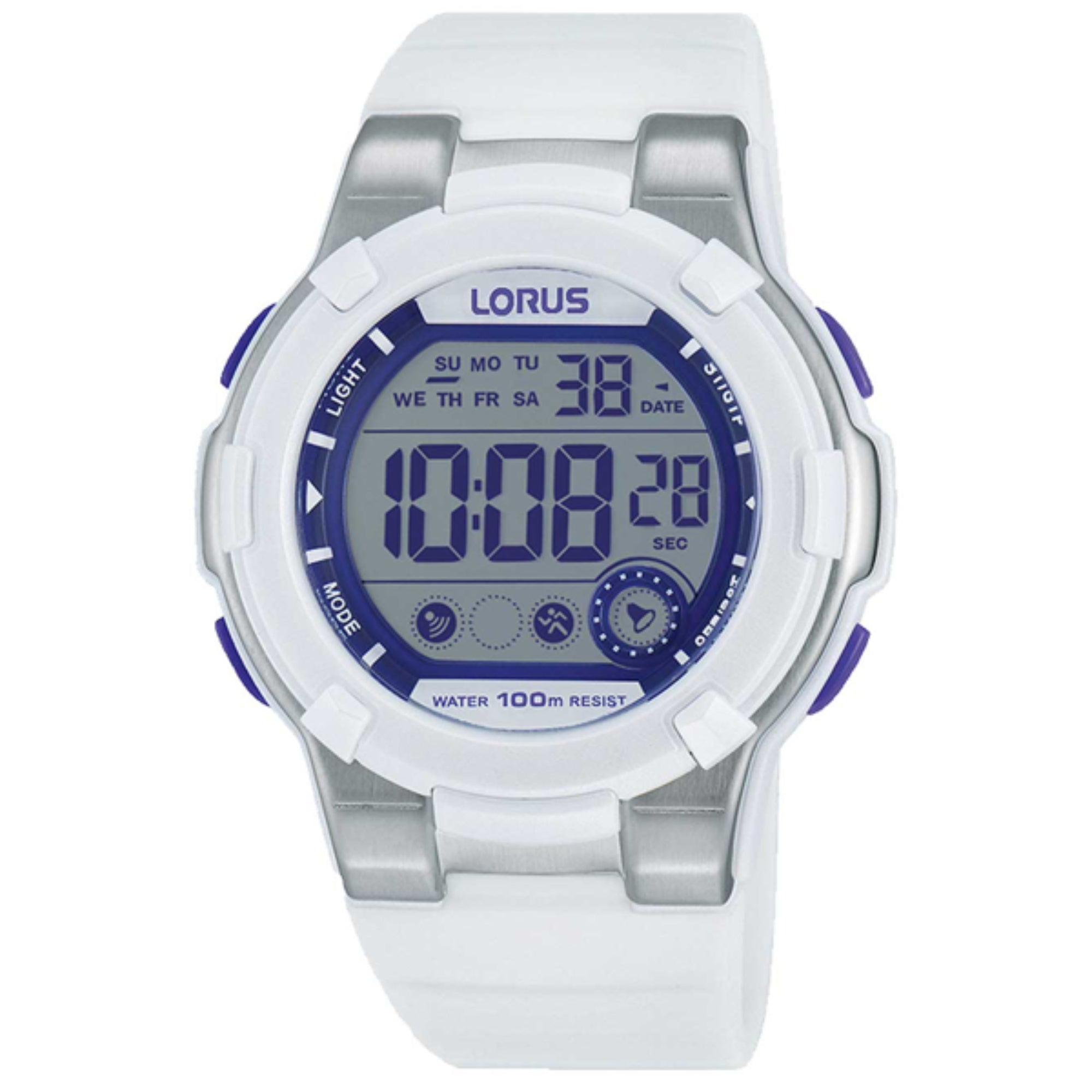 Lorus Sports White Rubber Strap Digital Watch R2359KX9