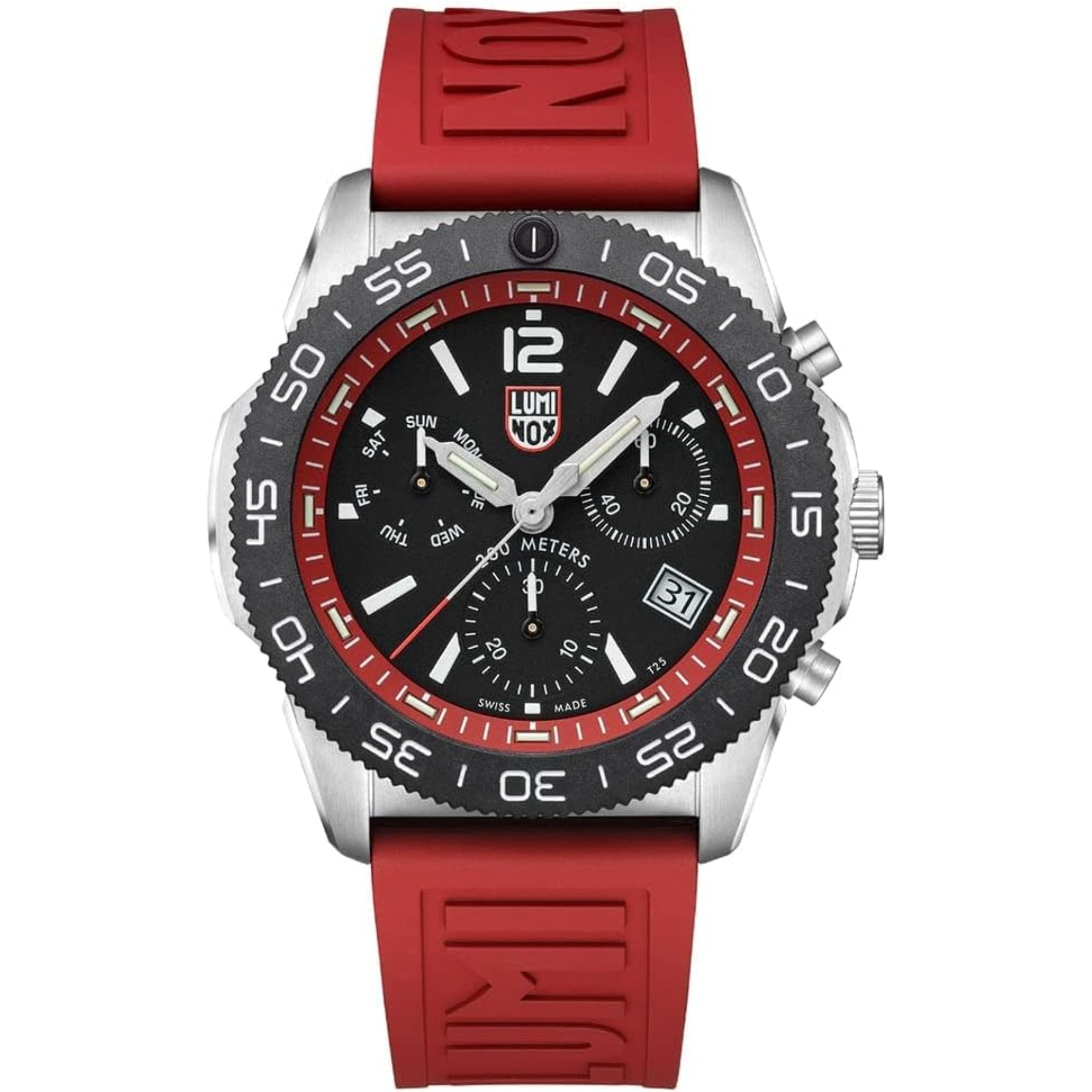 Luminox Pacific Diver Chronograph Rotes Gummiband Herren Uhr XS.3155