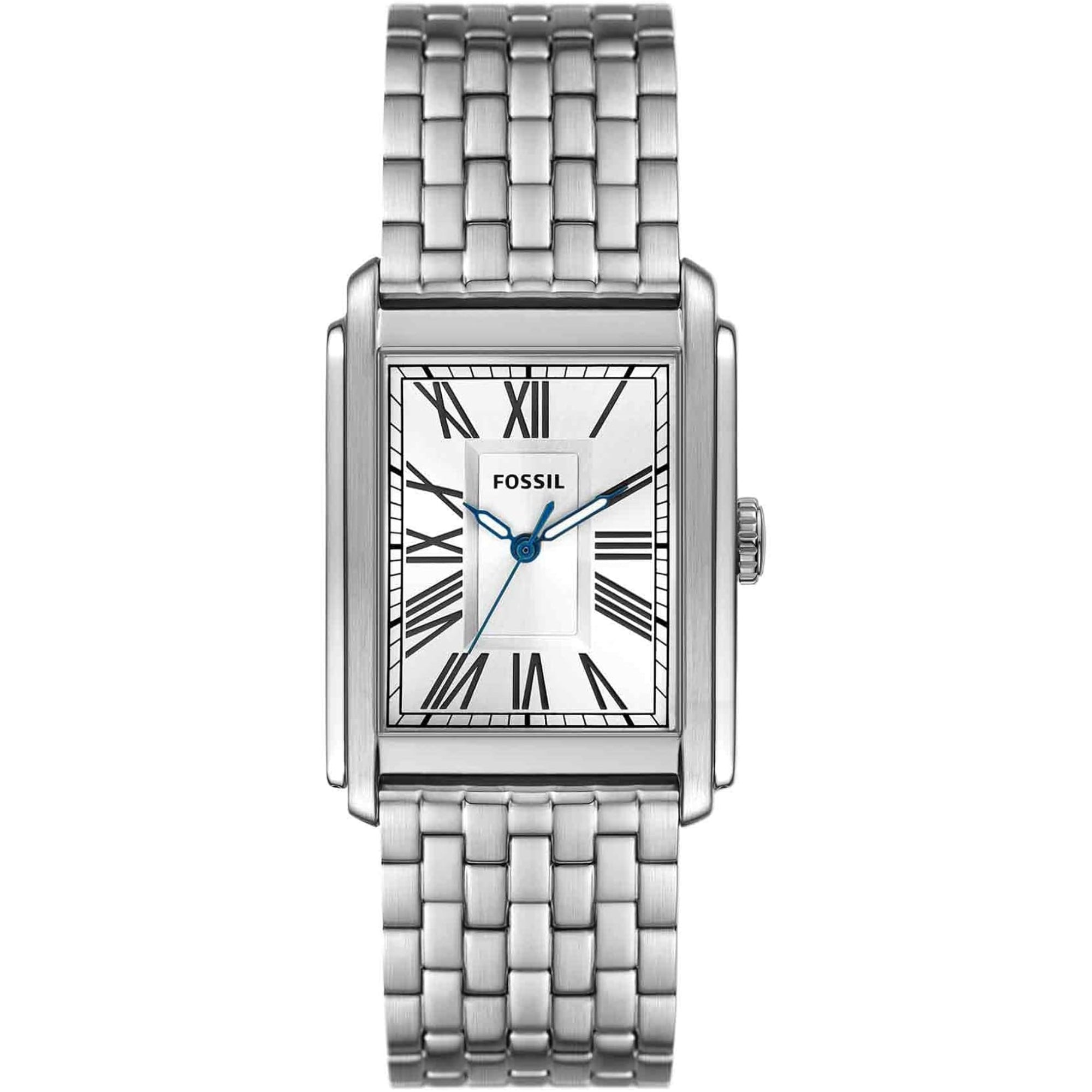 Fossil Carraway 30mm Silver Dial Steel Mens Quartz Watch FS6008