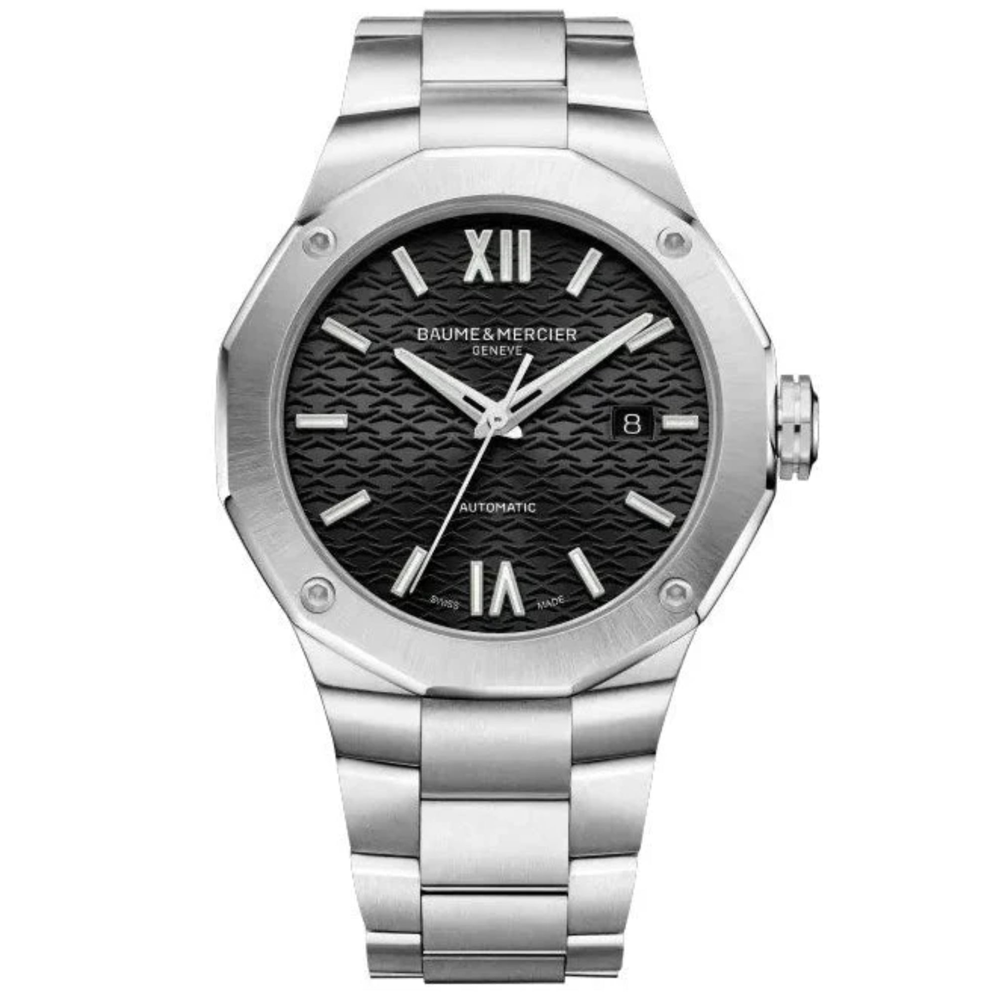 Baume & Mercier Riviera „Swiss Made“ Automatik Schwarzes Zifferblatt Edelstahlarmband Herren Uhr BM0A10621