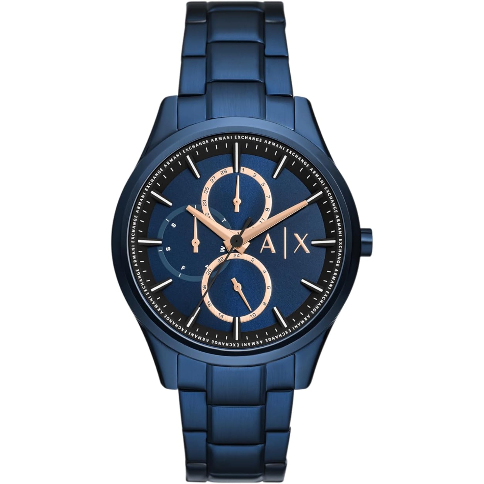Armani Exchange Dante 42mm Chronograph Blue Dial Steel Mens Quartz Watch AX1881
