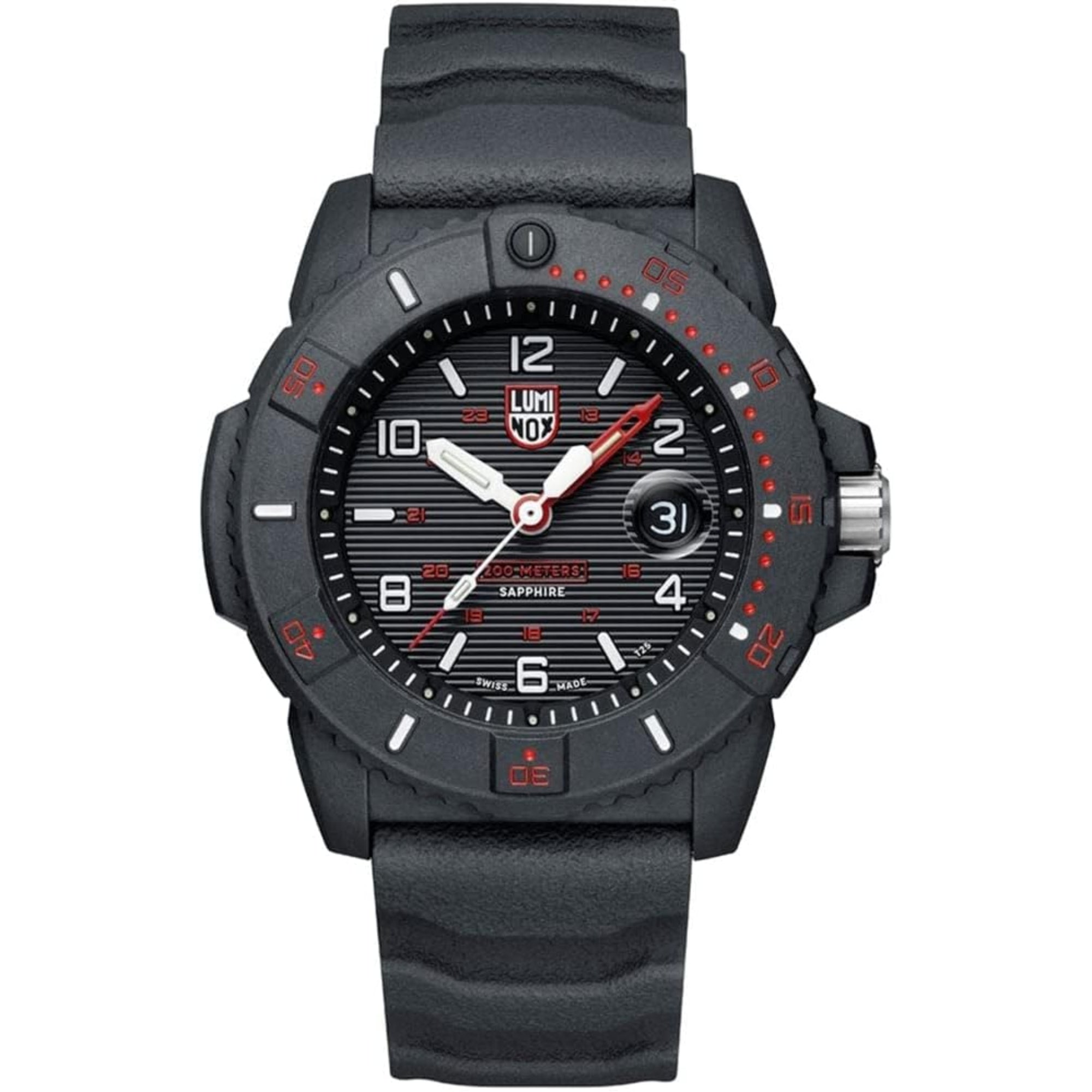 Luminox Navy SEAL 3600 Serie Quarz Schwarzes Zifferblatt Gummiarmband Herren Uhr XS.3615