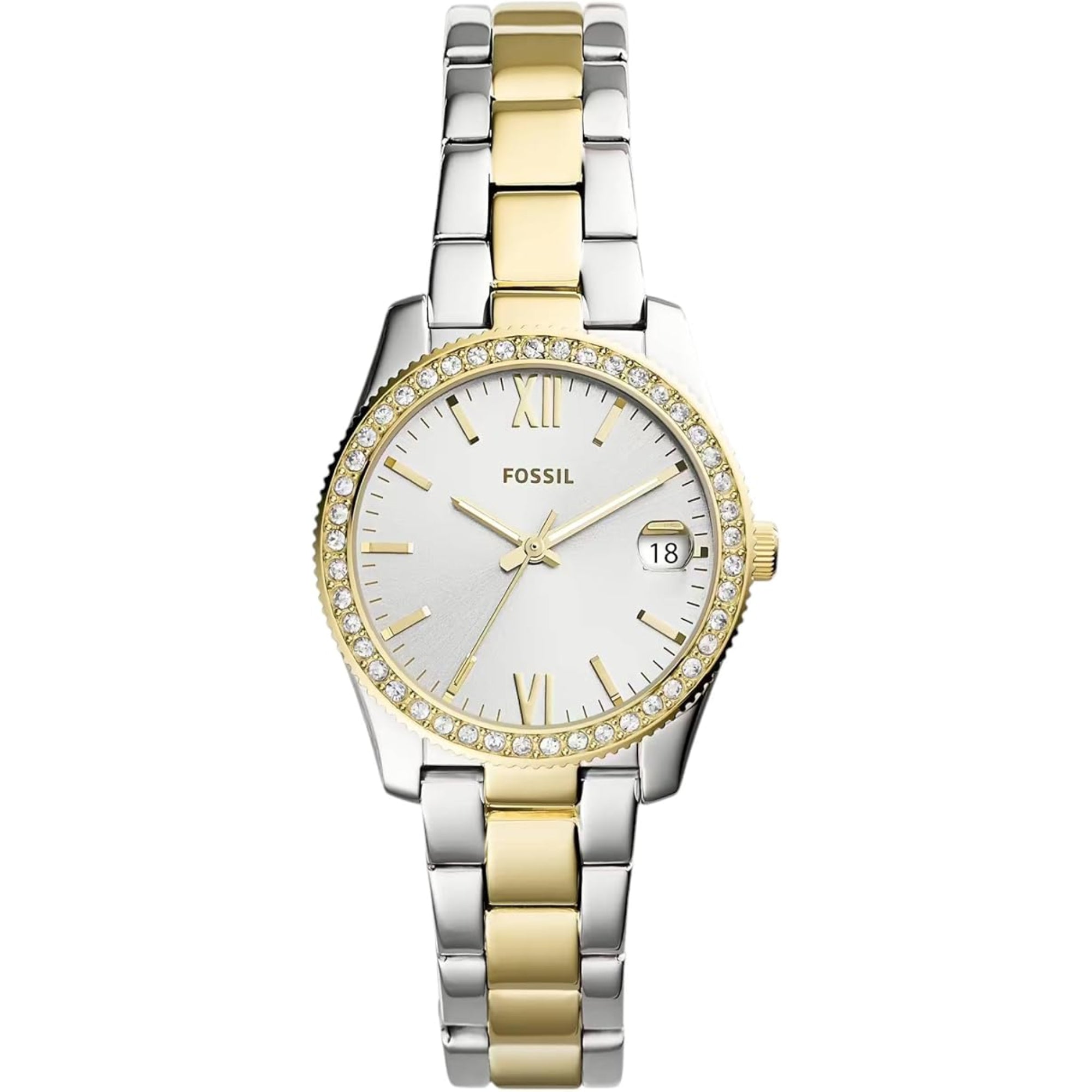 Fossil Scarlette 33mm Gold Dial Steel Ladies Quartz Watch ES4319