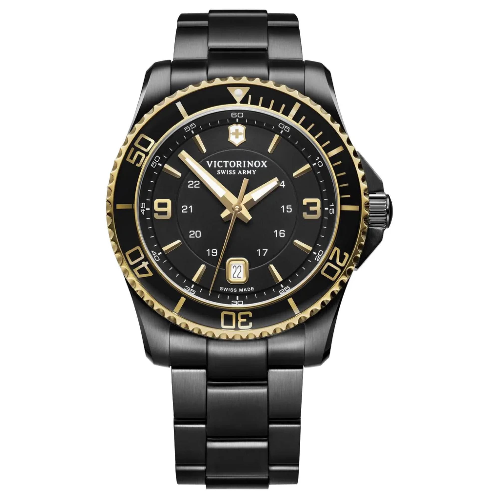 Victorinox Maverick 43mm Black Dial Steel Mens Quartz Watch 241884