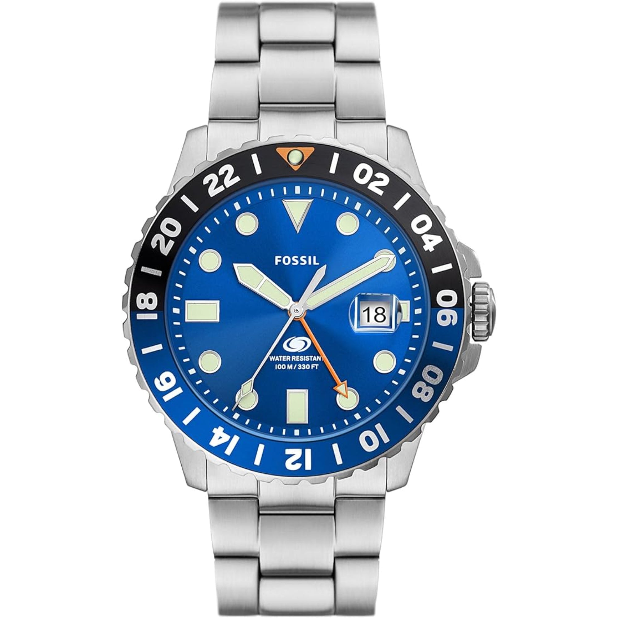 Fossil Blue GMT Blue Dial Steel Strap Men's Watch FS5991