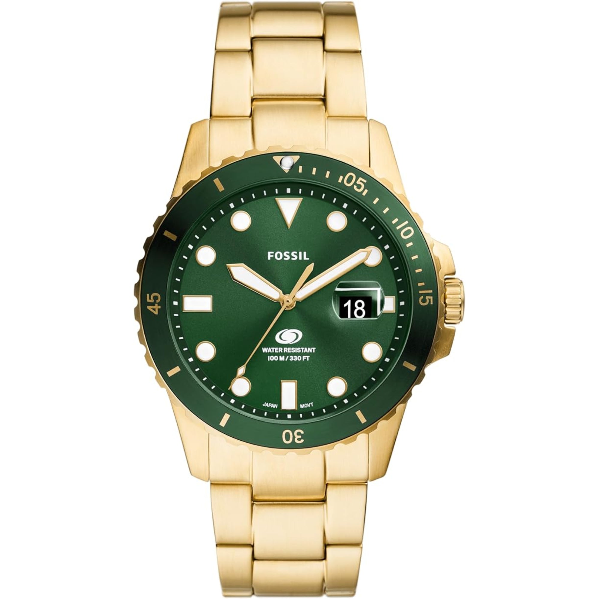 Fossil Blue Dive 42mm Green Dial Steel Mens Quartz Watch FS6030
