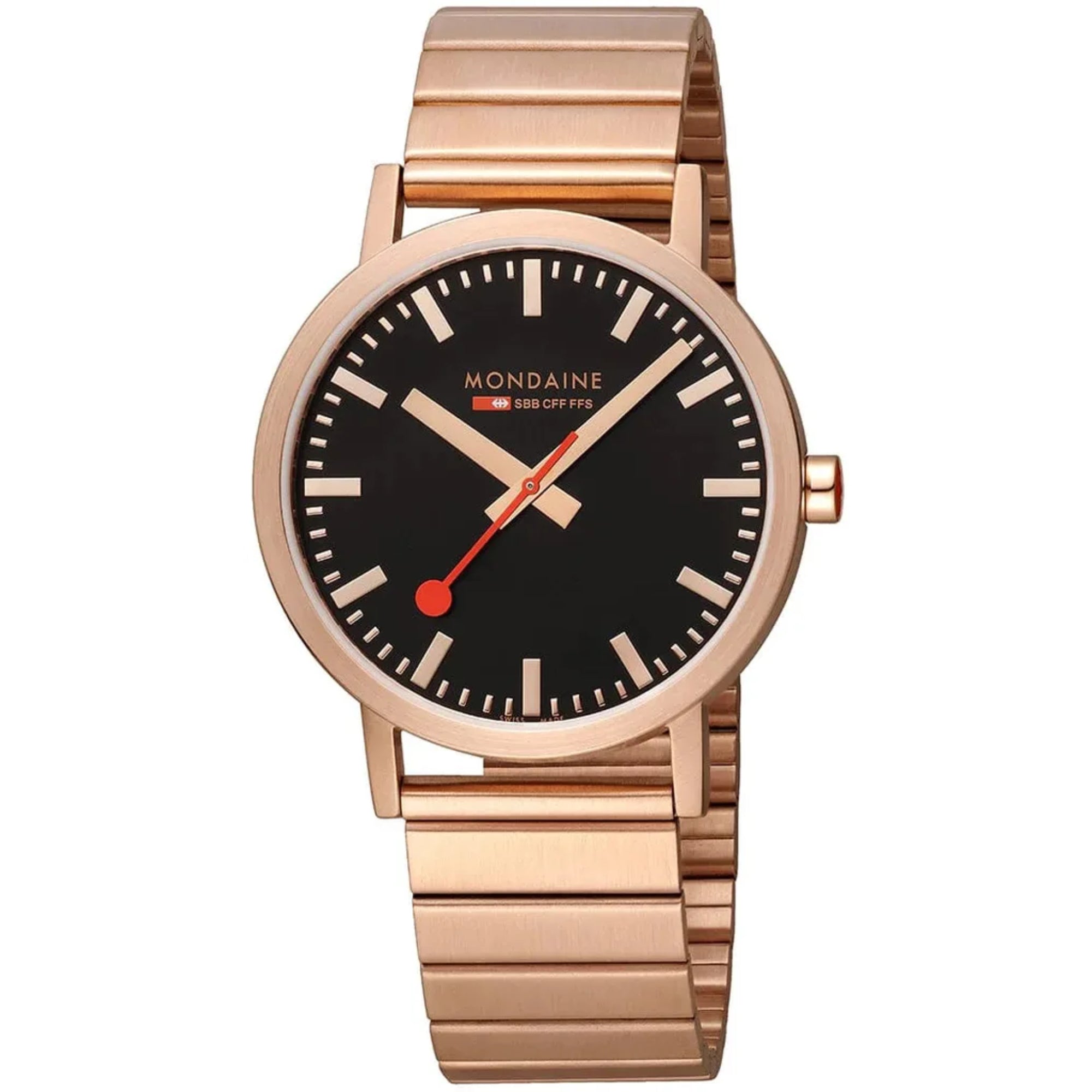 Mondaine Classic 40mm Black Dial Steel Quartz Watch A660.30360.16SBR