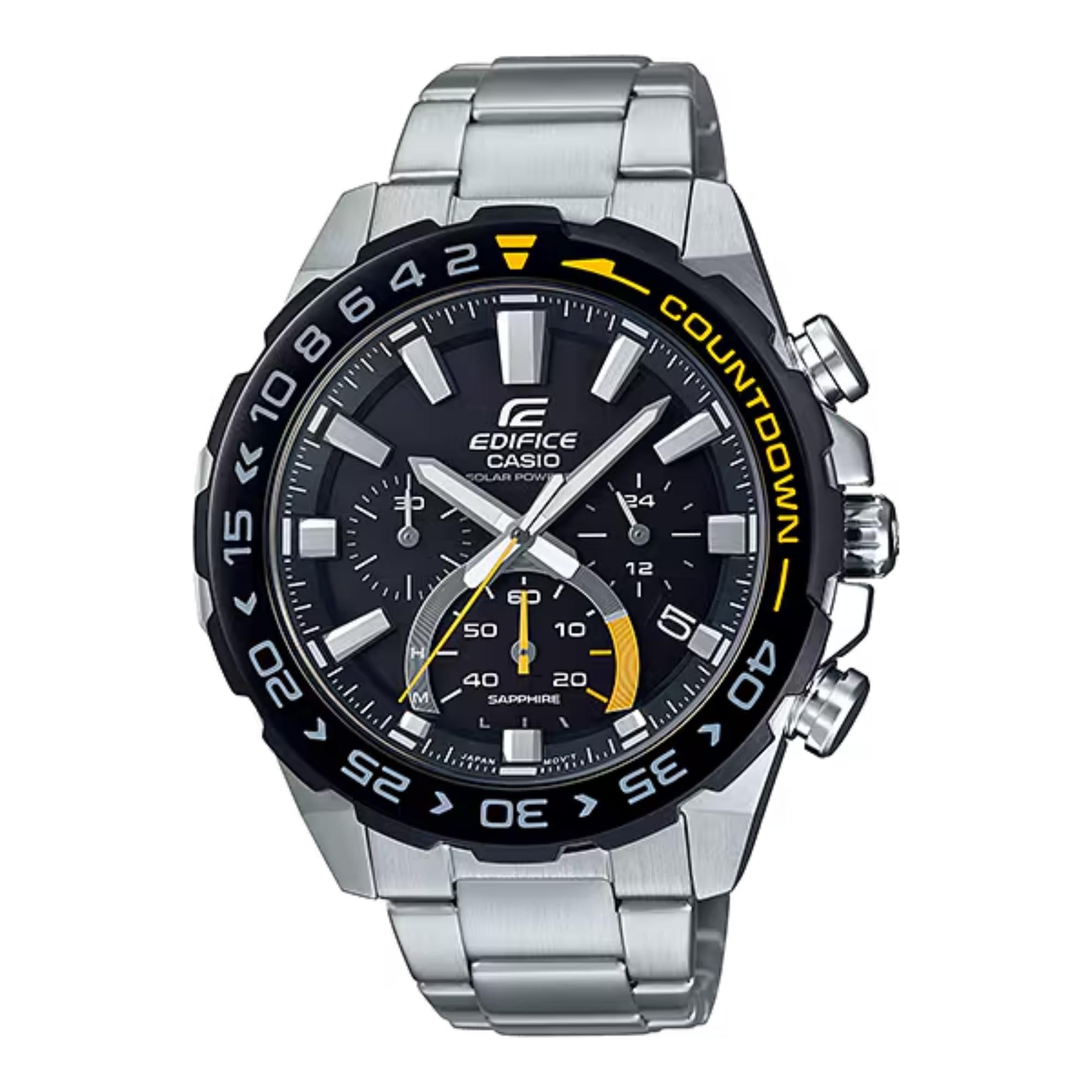Casio Edifice Quarz Schwarzes Chronographen-Zifferblatt Silbernes Edelstahlarmband Herren Uhr EFS-S550DB-1AVUEF