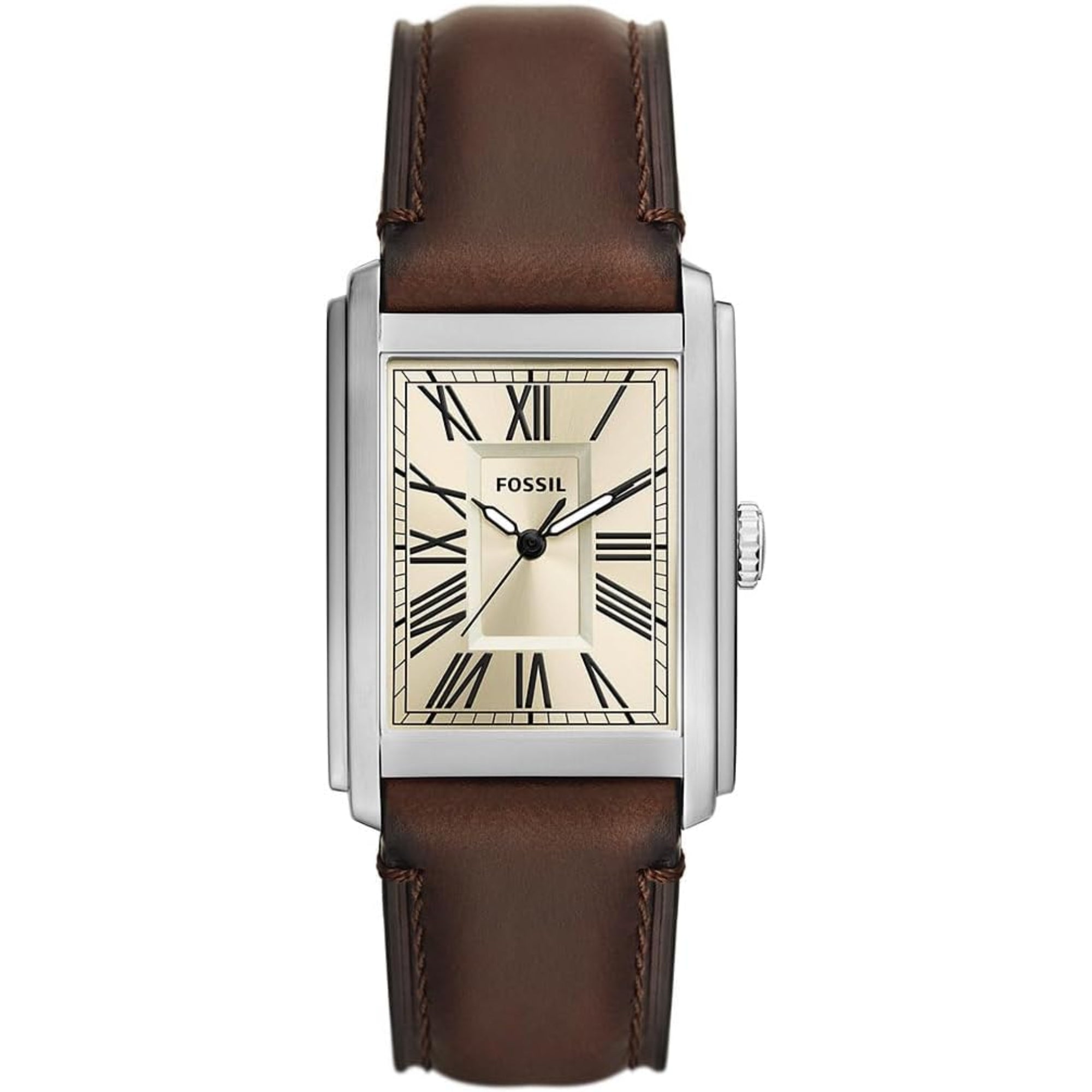 Fossil Carraway 30mm Creme Zifferblatt Leder Quarz Uhr FS6012