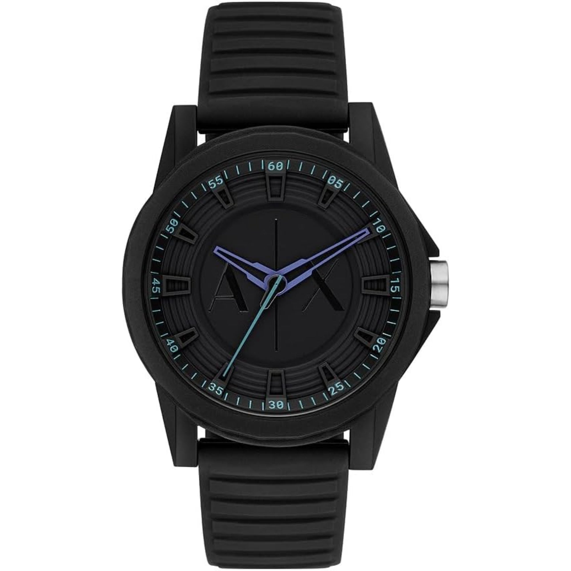 Armani Exchange Outerbanks 44mm Schwarzes Zifferblatt Silikon Herren Quarz Uhr AX2533