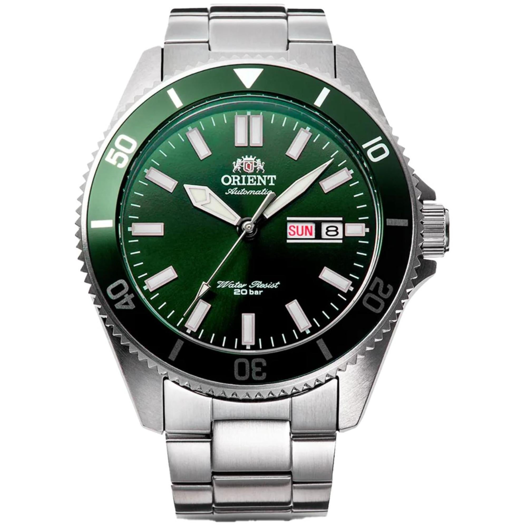 Orient Kano 44mm Grünes Zifferblatt Stahl Herren Automatik Uhr RA-AA0914E19B