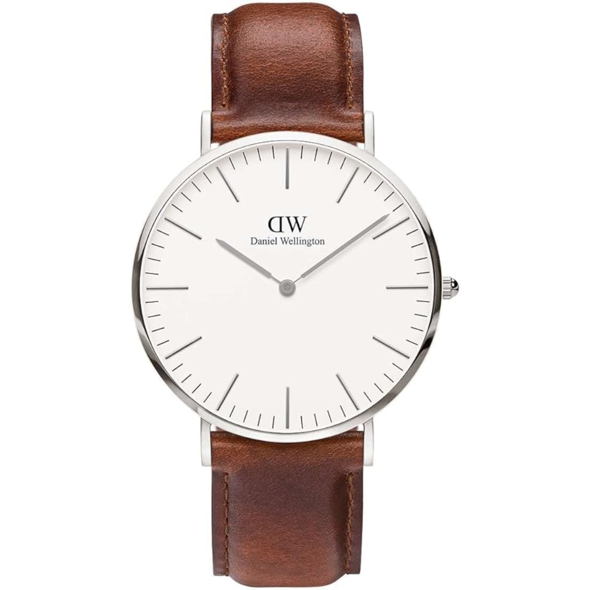 Daniel Wellington Classic 40mm White Dial Leather Mens Quartz Watch DW00100021