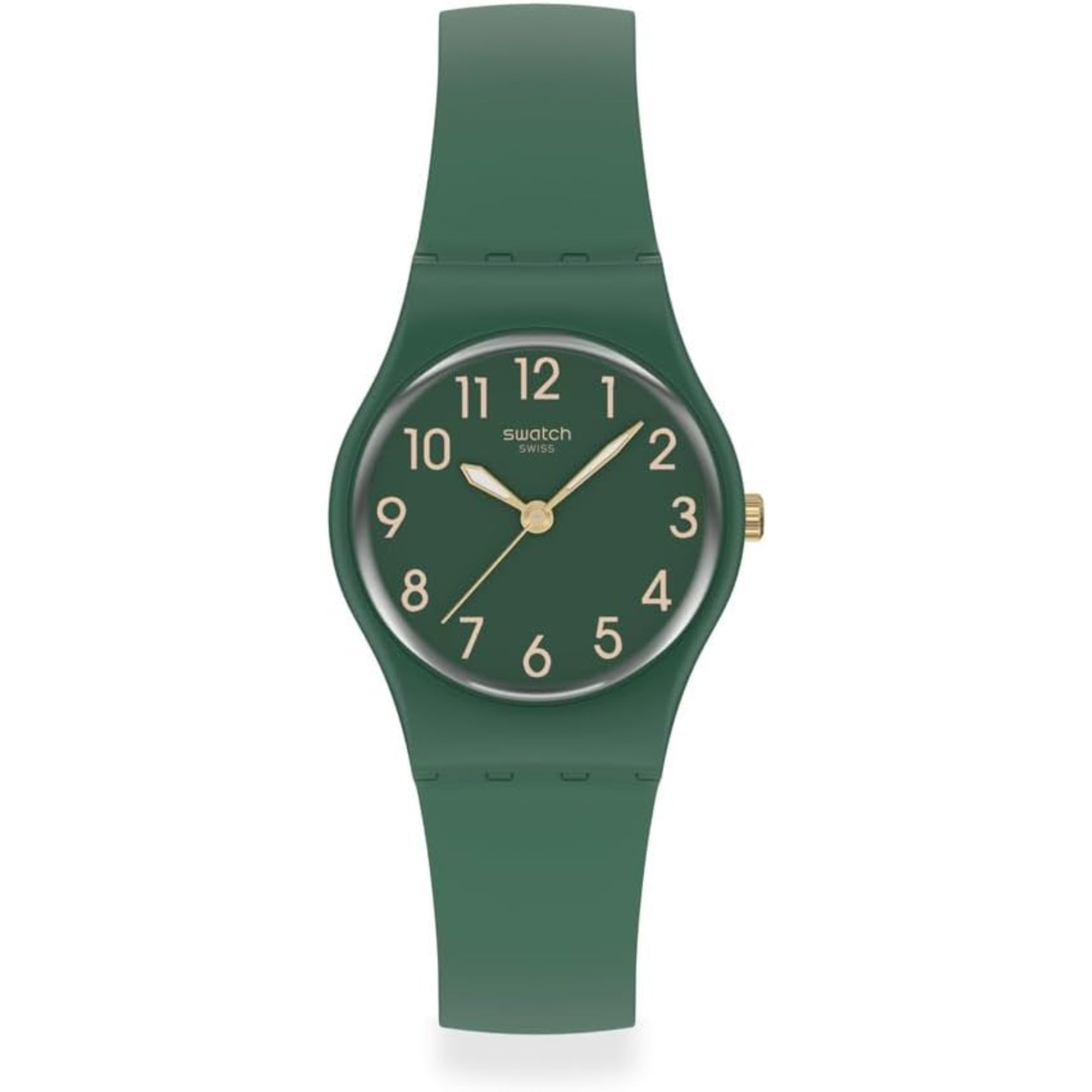 Swatch NOTES OF PECAN Quartz Green Dial Biosourced Strap Watch LG130