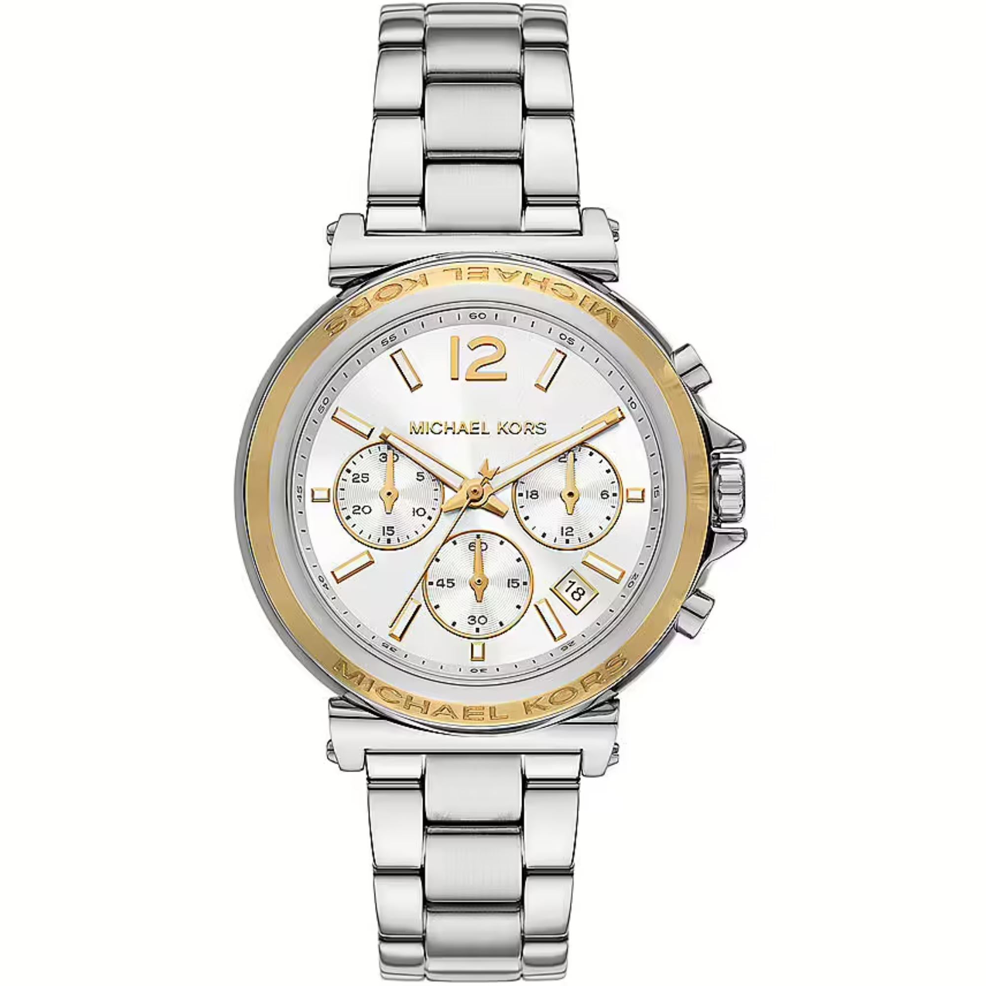 Michael Kors Maren Chronograph White Dial Steel Strap Women's Watch MK7495