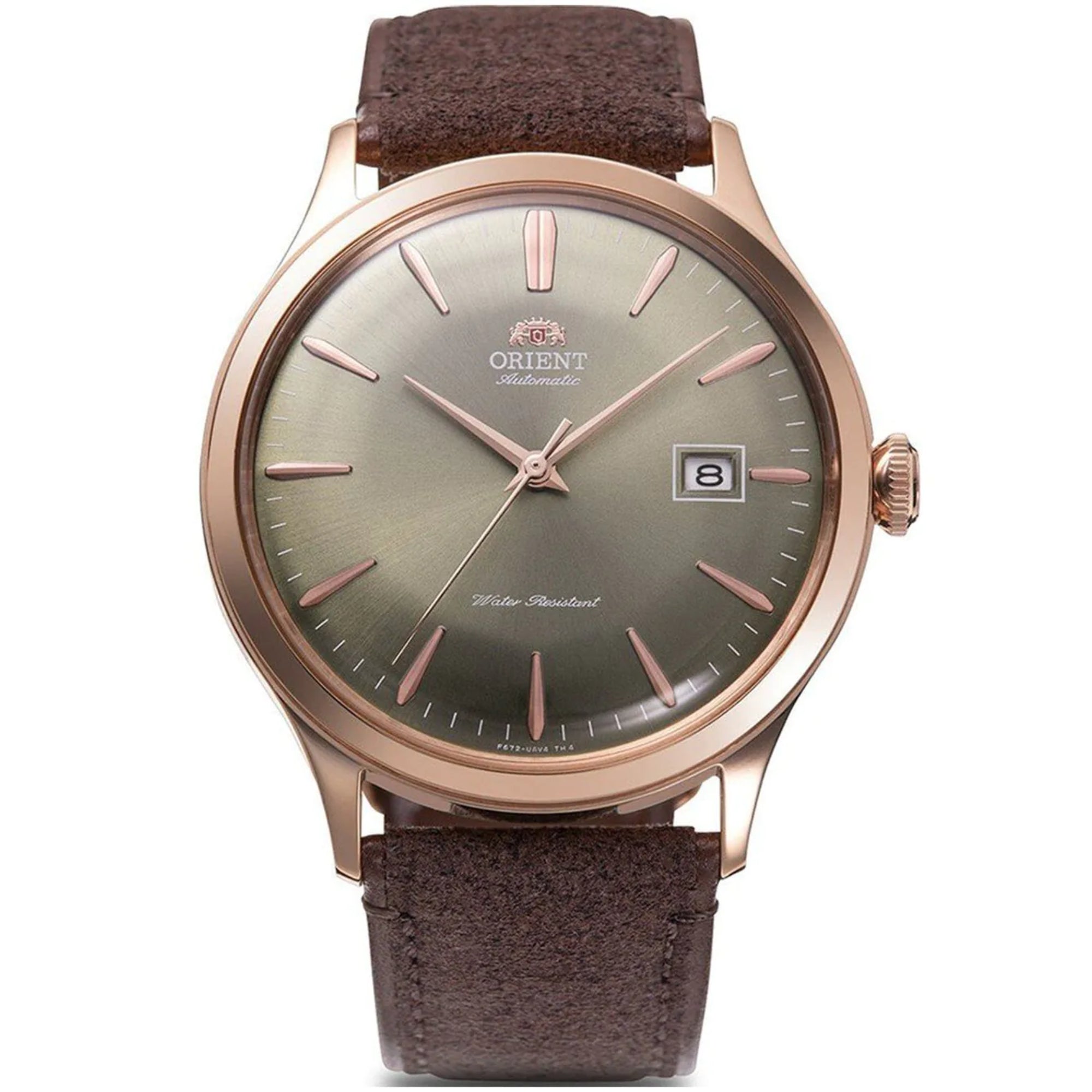 Orient Bambino 42mm Bronze Dial Leather Mens Automatic Watch RA-AC0P04Y10B