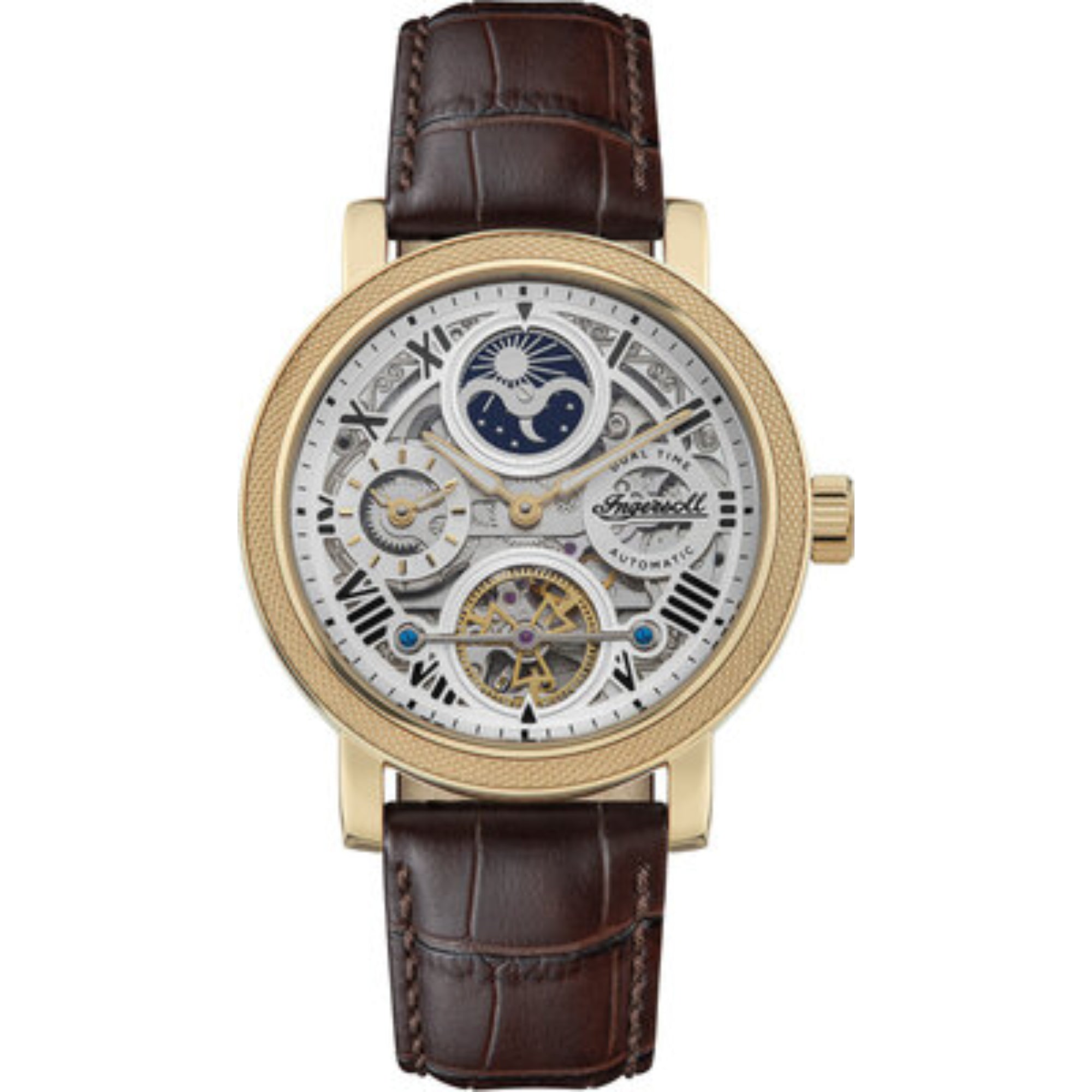Ingersoll The Row 1892 Automatik Herren Uhr Silbernes Zifferblatt Braunes Lederarmband I12402