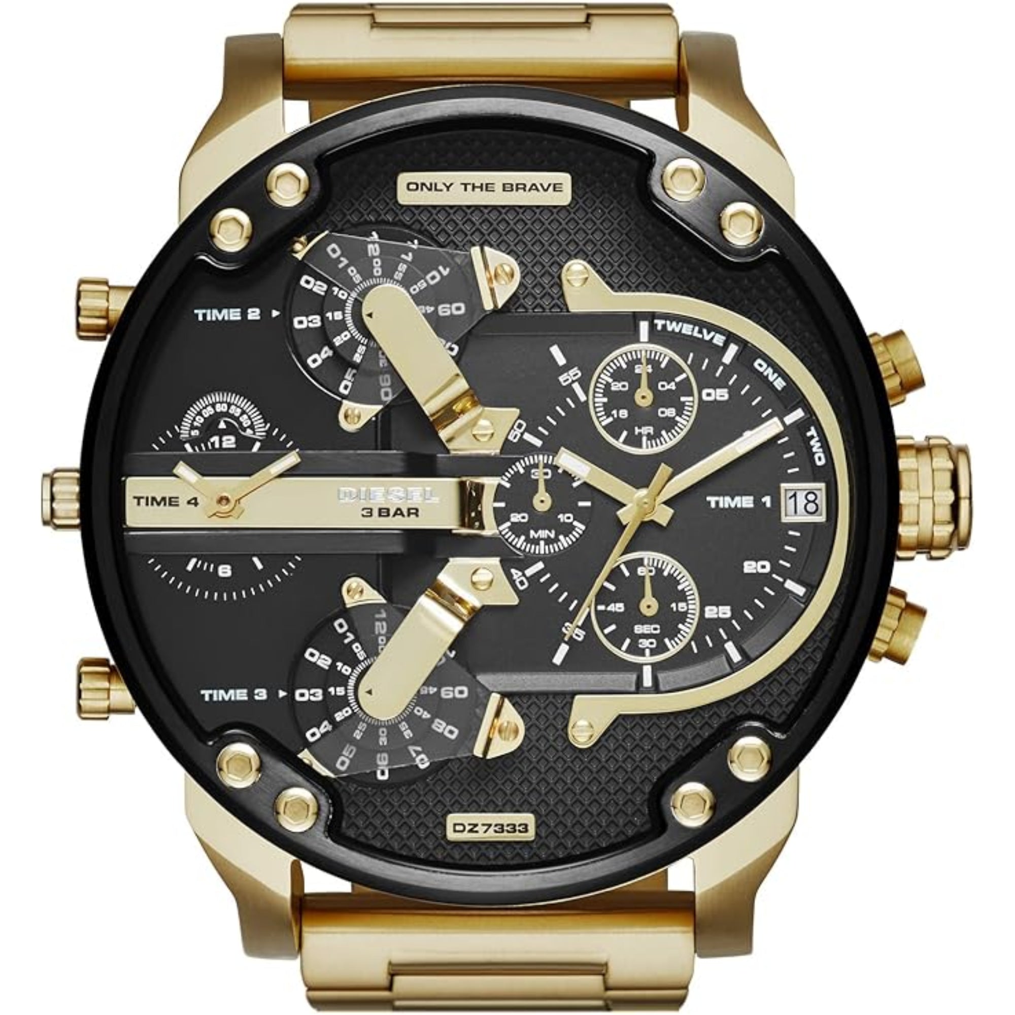 Diesel Mr. Daddy 2.0 Black Dial Steel Strap Men's Watch DZ7333