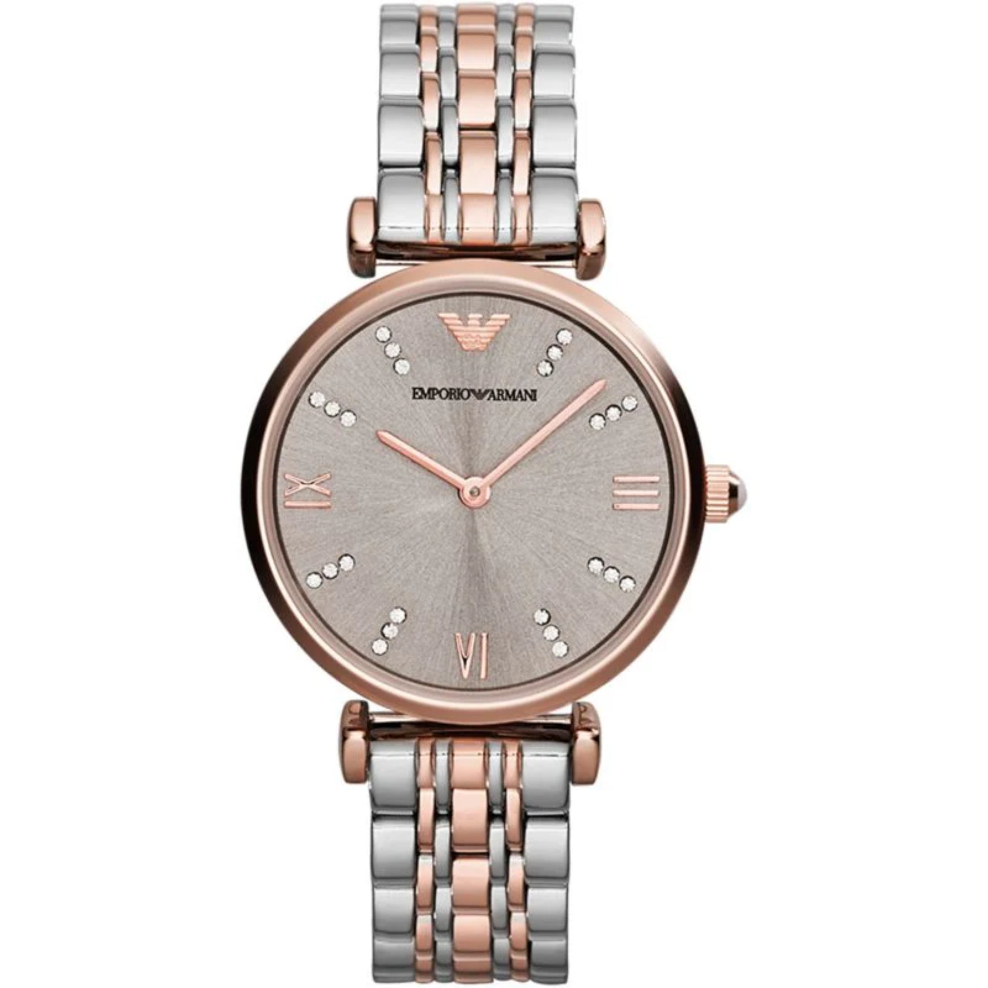 Emporio Armani Gianni T-BAR 32mm Champagne Dial Steel Ladies Quartz Watch AR1840