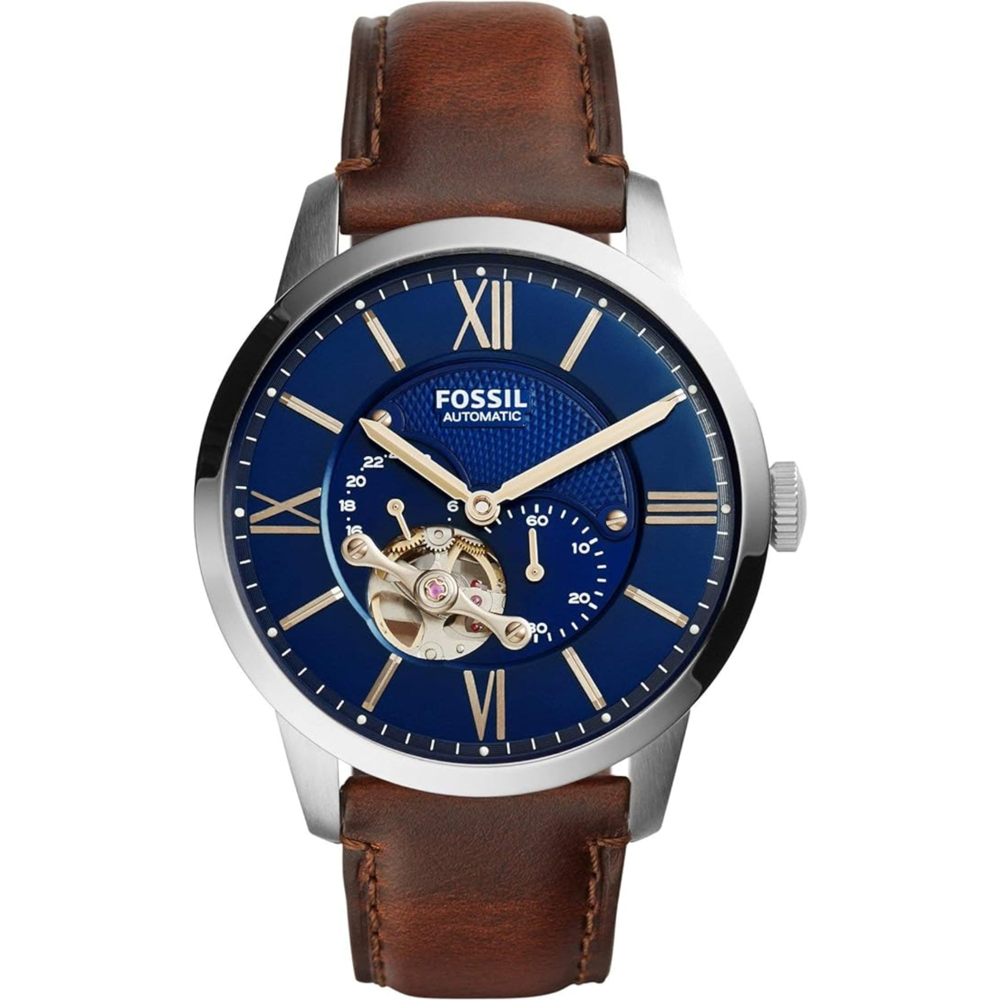 Fossil Townsman 44mm blaue Zifferblatt Leder Herren Automatik Uhr ME3110