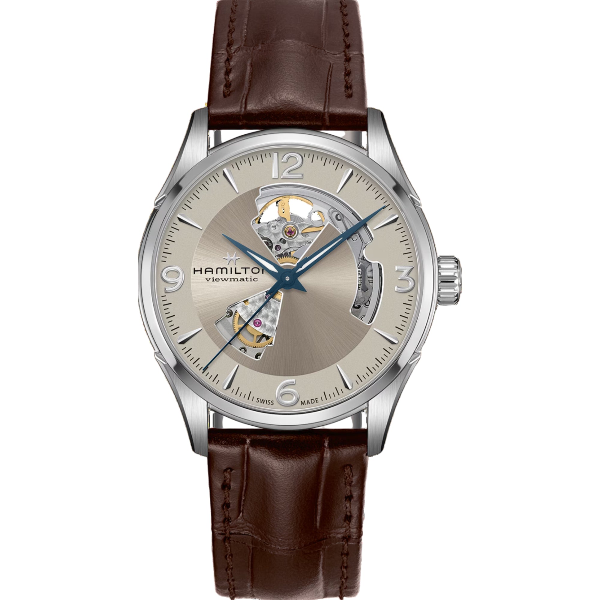 Hamilton Jazzmaster Open Heart Beige Dial Leather automatic watch H32705521 front view