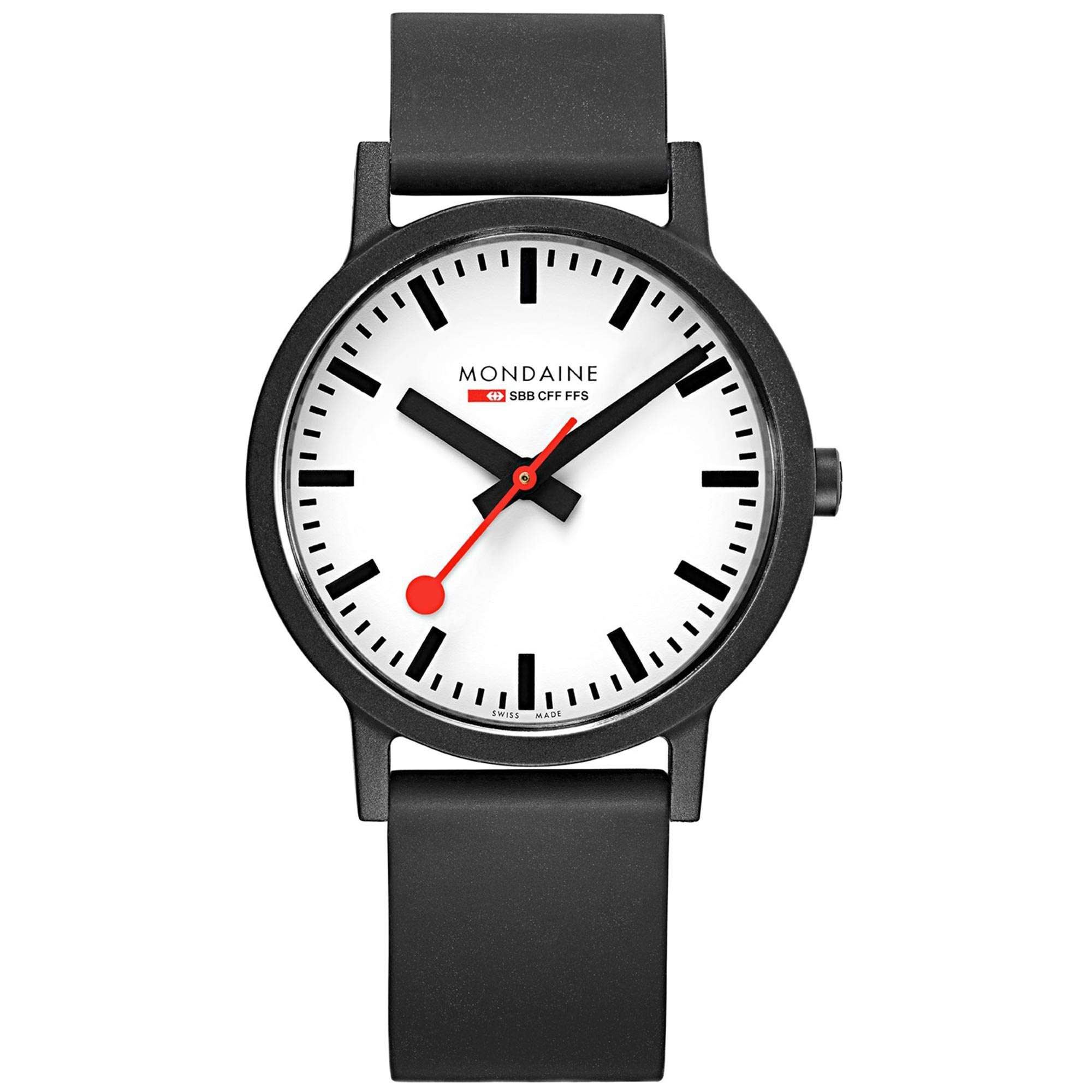 Mondaine Essence Quartz White Dial Rubber Strap Men's Watch MS1.41110.RB