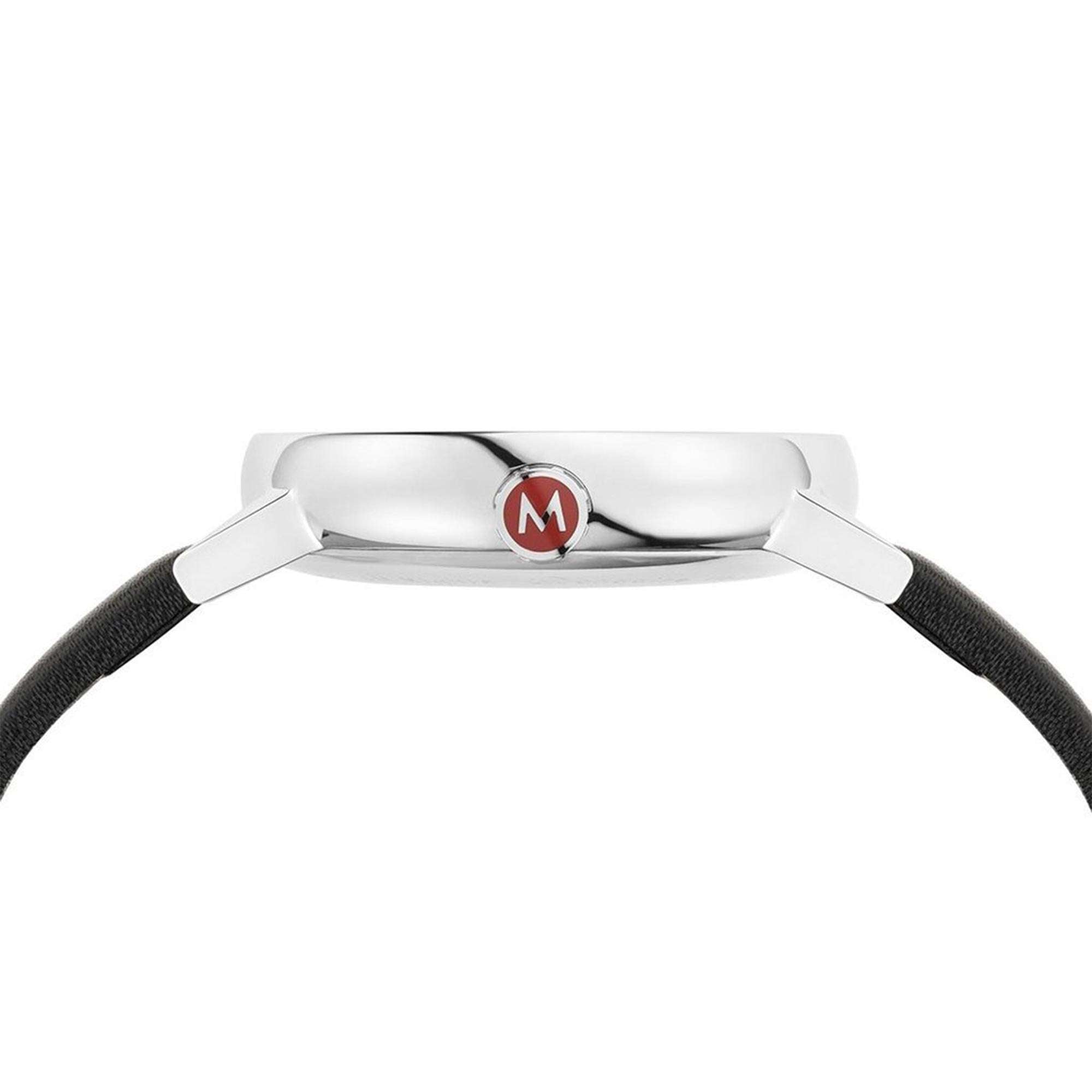 Mondaine evo2 Big Schwarzes Lederarmband Weißes Zifferblatt Uhr MSE.40210.LB