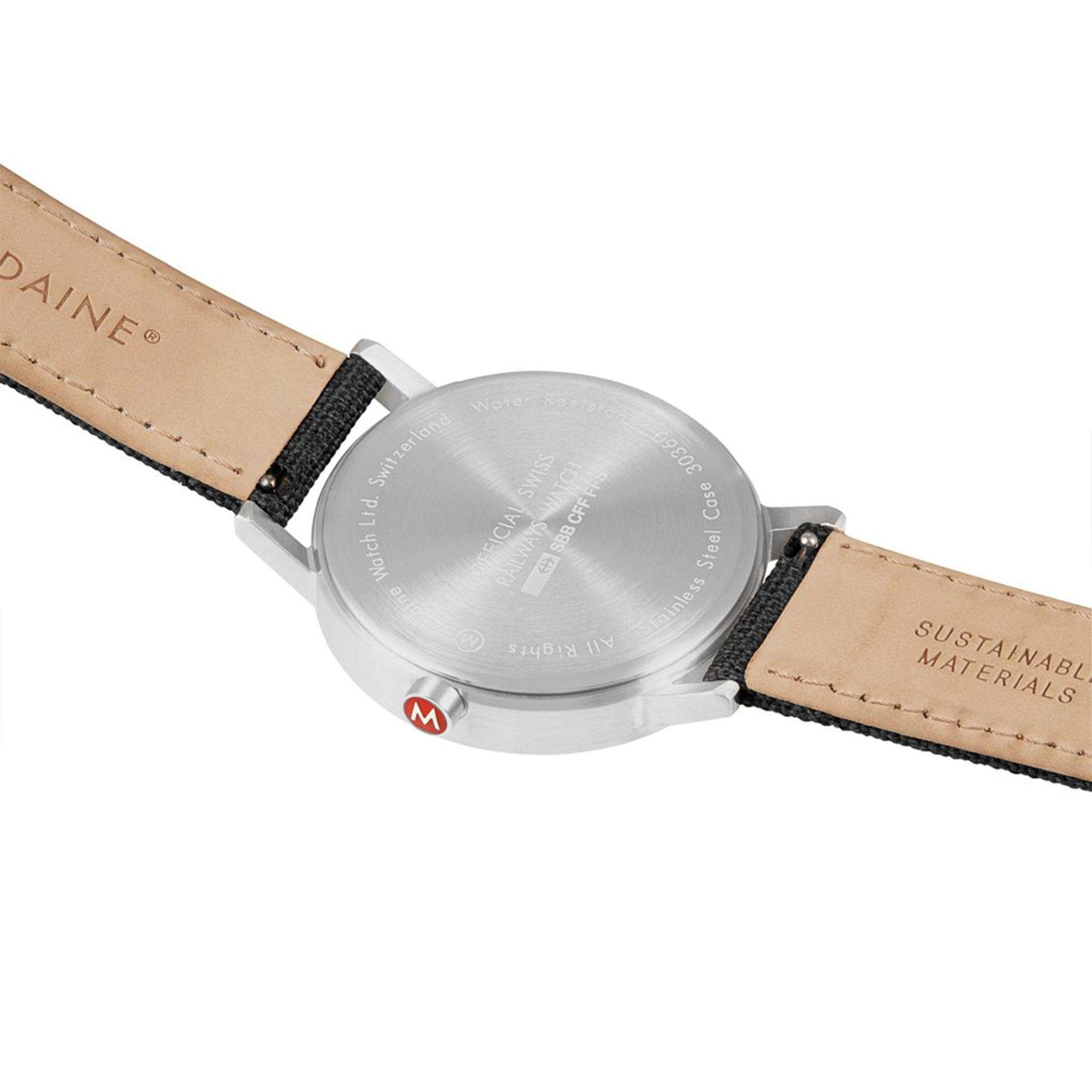 Mondaine Classic Quarz Weißes Zifferblatt Graues Textilarmband Herren Uhr A660.30360.17SBB