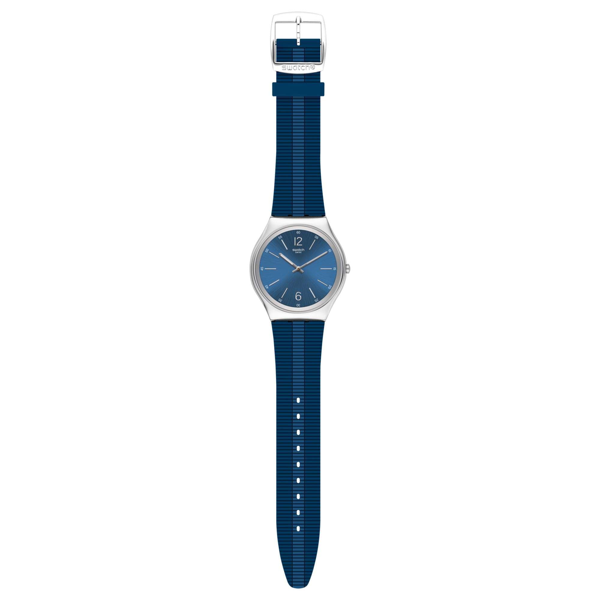 Swatch Bienne By Day Quartz Blue Dial Rubber Strap Watch SS07S111