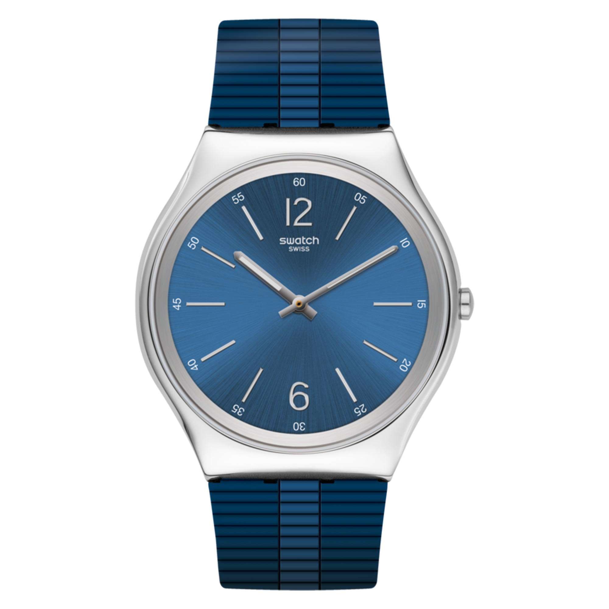 Swatch Bienne By Day Quartz Blue Dial Rubber Strap Watch SS07S111