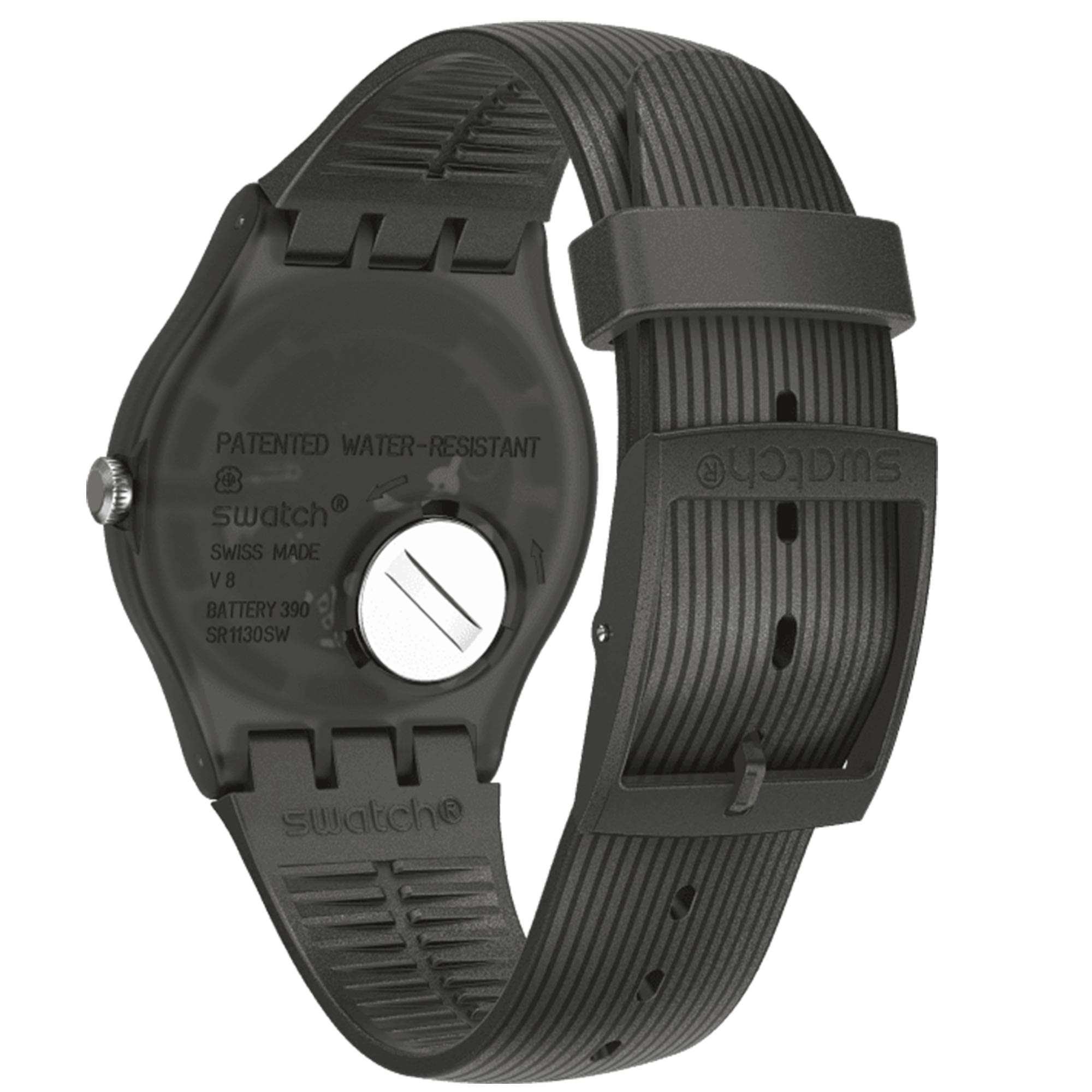 Swatch Intercyderal Quartz Schwarzes Zifferblatt Silikonarmband Uhr SUOB178