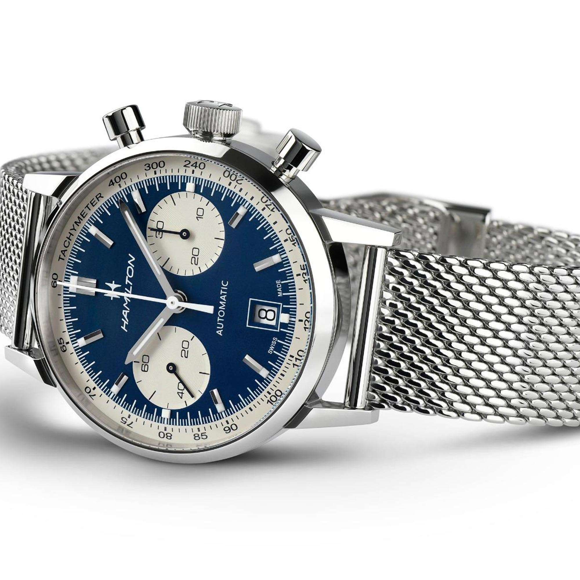 Hamilton American Classic 40mm Intra-Matic Chrono Blaues Zifferblatt Stahl Herren Automatik Uhr H38416141