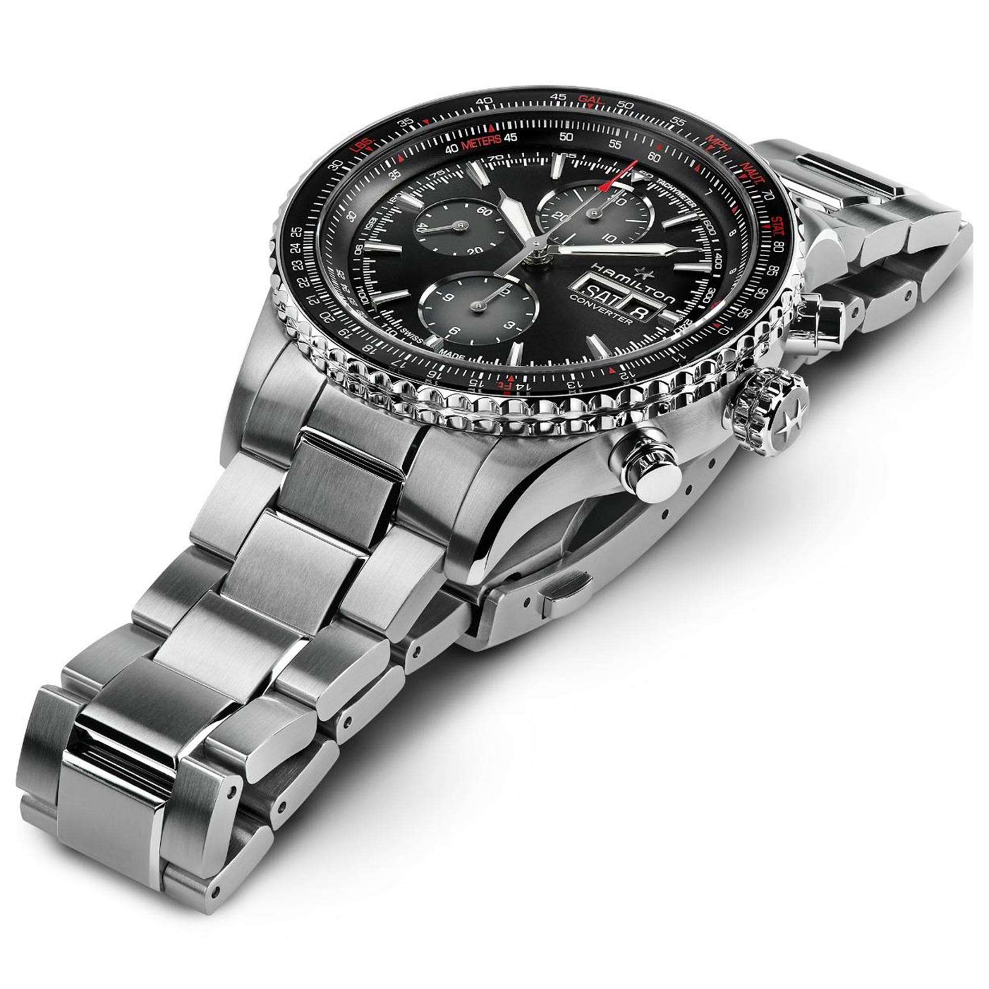 Hamilton Khaki Aviation 44mm Chronograph Black Dial Steel Mens Automatic Watch H76726130