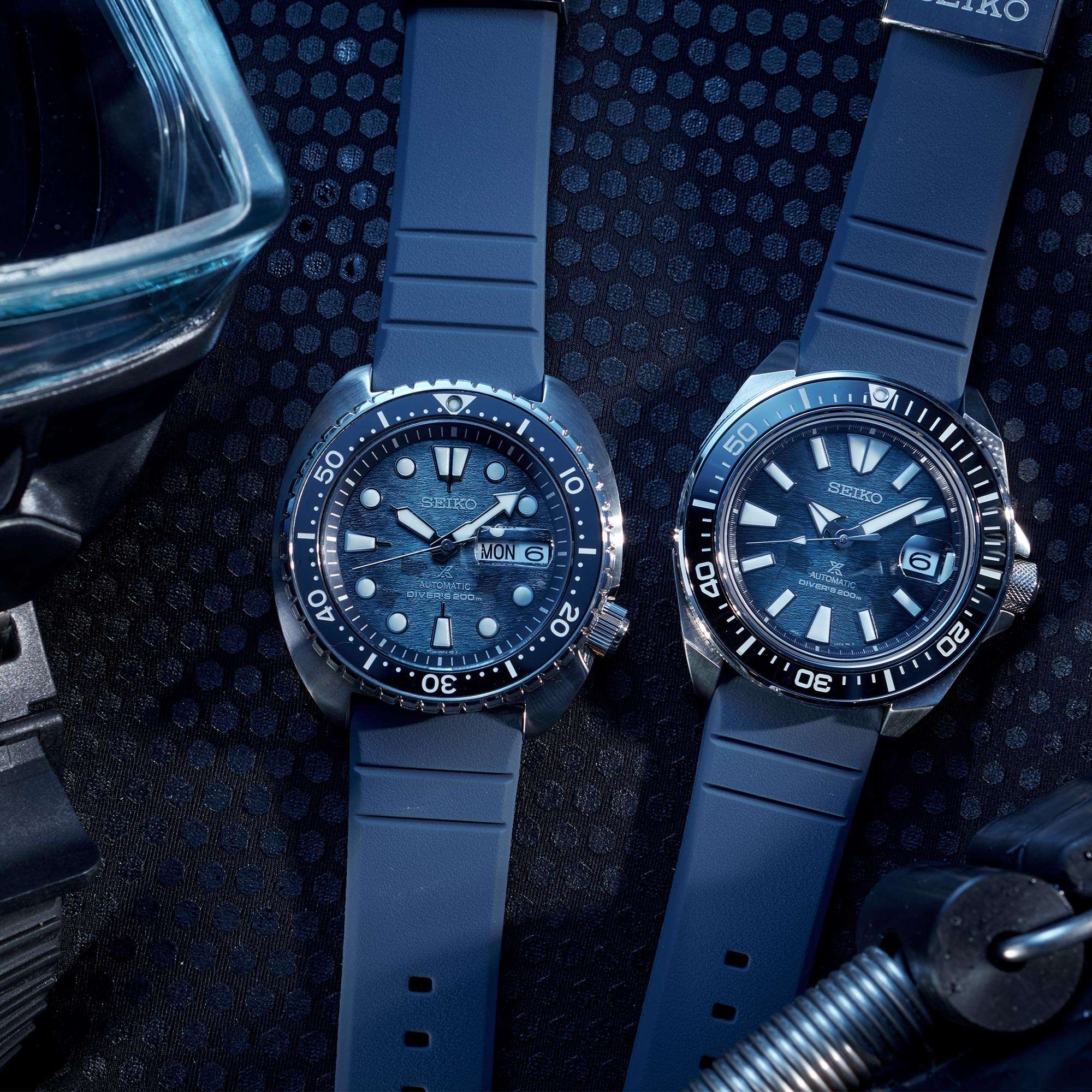 Seiko Prospex Save The Ocean 'King Turtle' Automatik Blaues Zifferblatt Silikonarmband Herren Uhr SRPF77K1