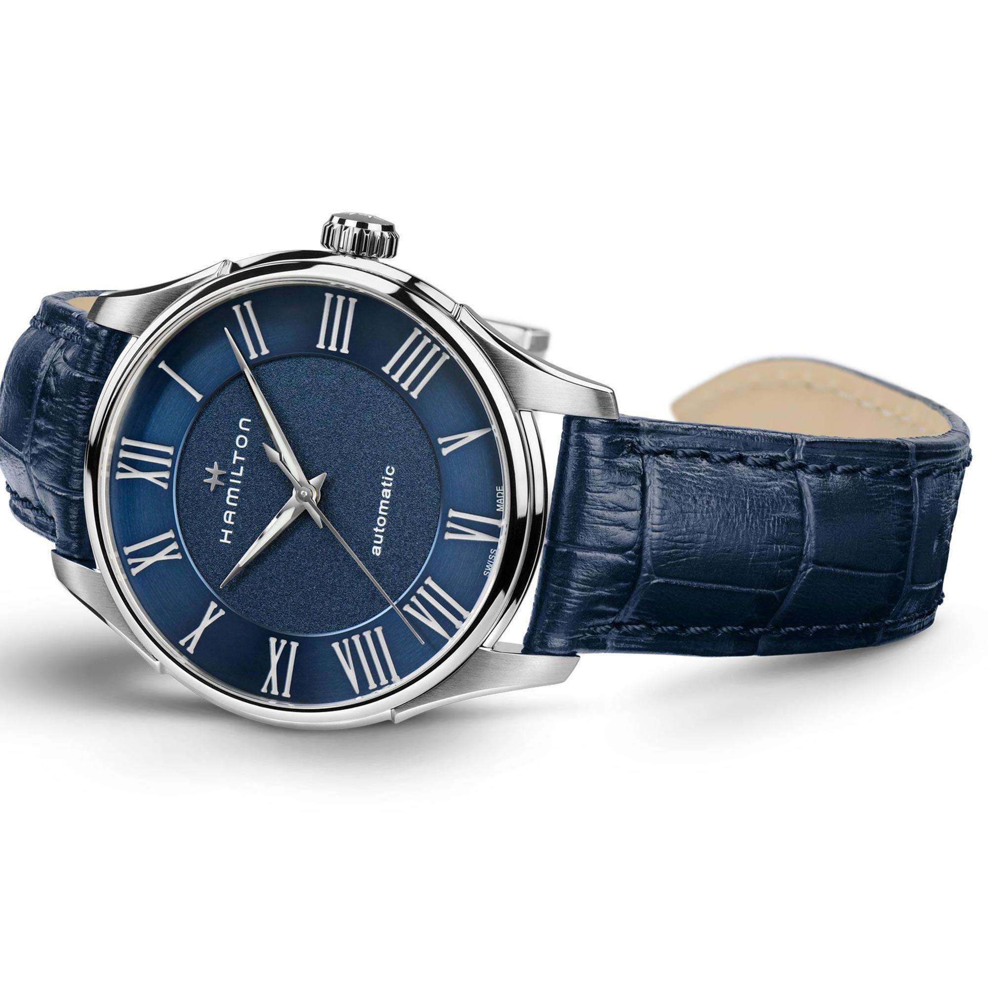 Hamilton Jazzmaster 40mm Blaues Zifferblatt Leder Herren Automatik Uhr H42535640